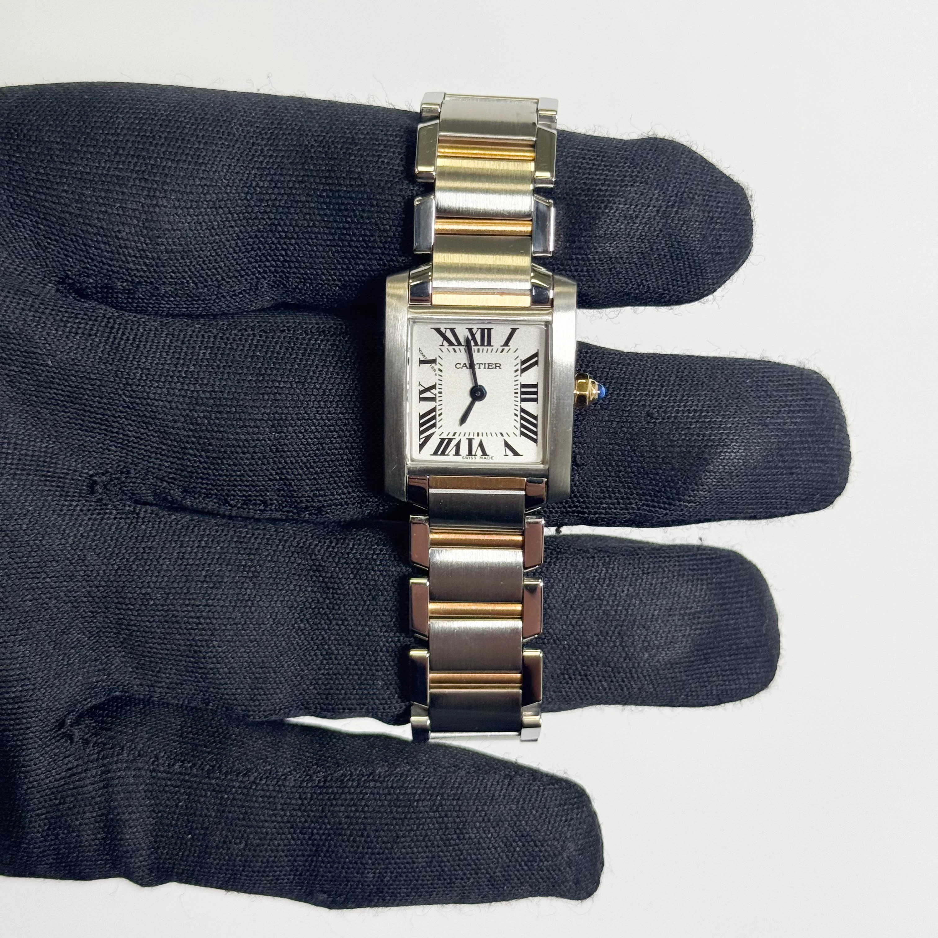 Cartier Tank Two-Tone Yellow Gold & Steel 25x20mm White Dial Watch Ref# W51007Q4 - Image 2