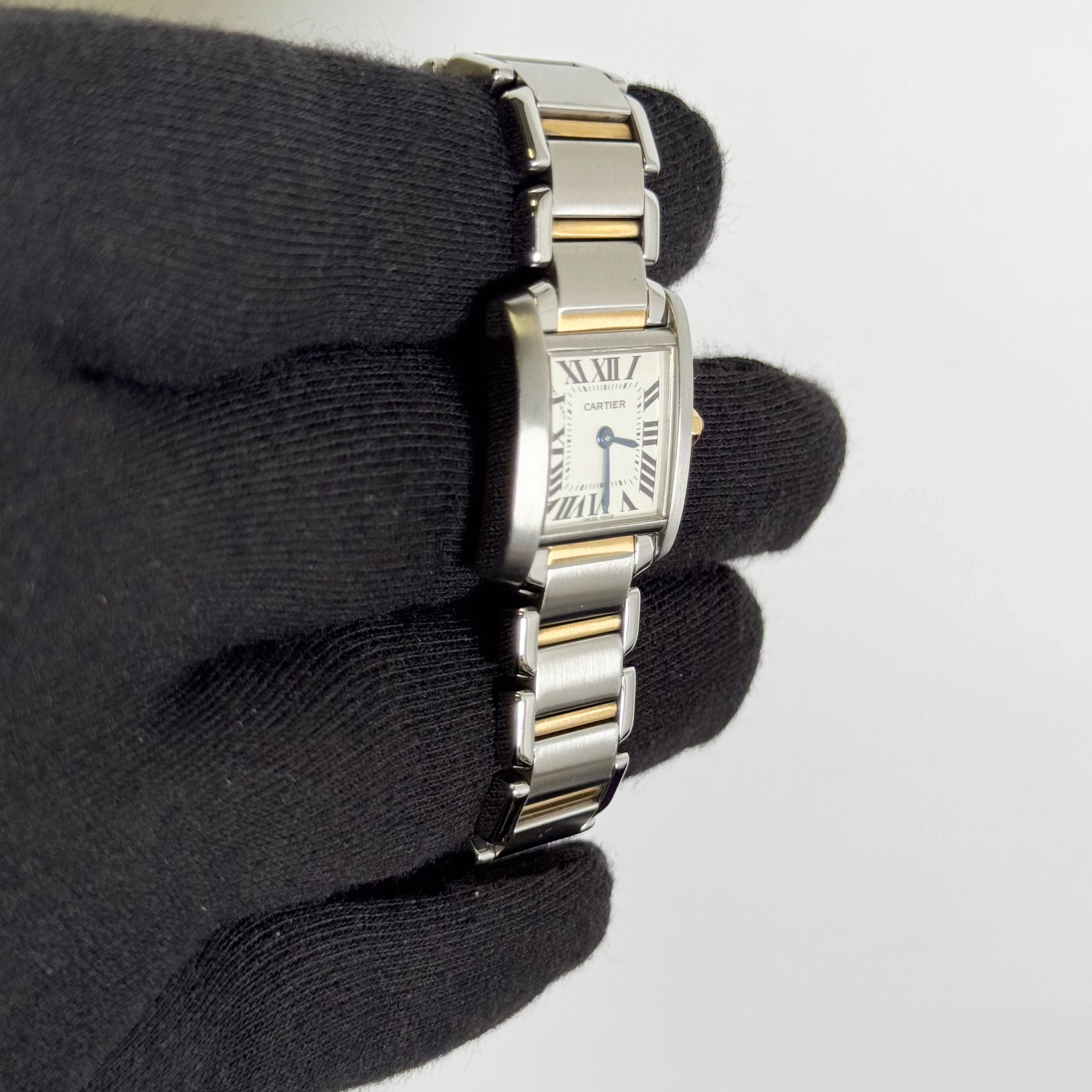 Cartier Tank Two-Tone Yellow Gold & Steel 25x20mm White Dial Watch Ref# W51007Q4 - Image 3