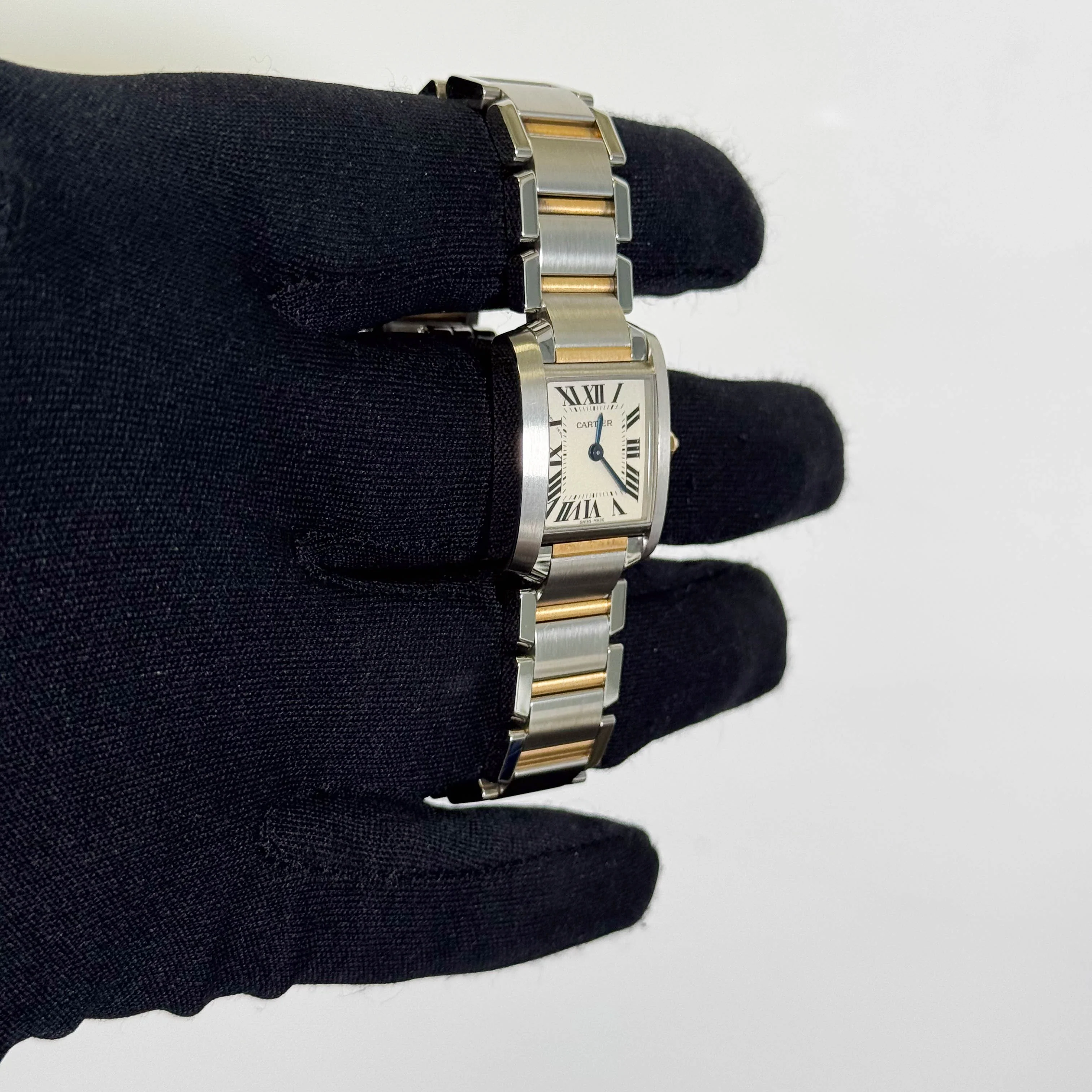 Cartier Tank Two-Tone Yellow Gold & Steel 25x20mm White Dial Watch Ref# W51007Q4 - Image 3