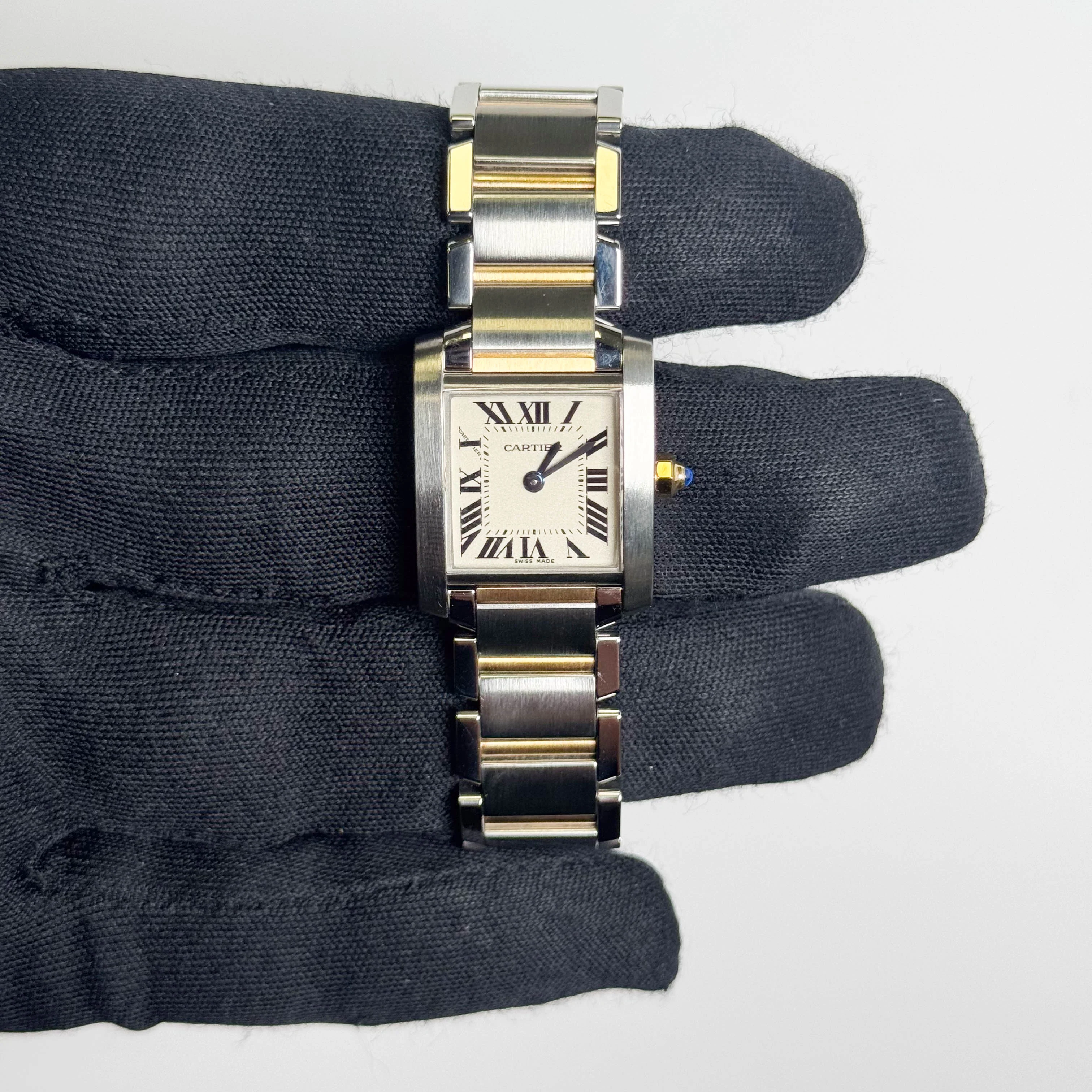 Cartier Tank Two-Tone Yellow Gold & Steel 25x20mm White Dial Watch Ref# W51007Q4 - Image 2