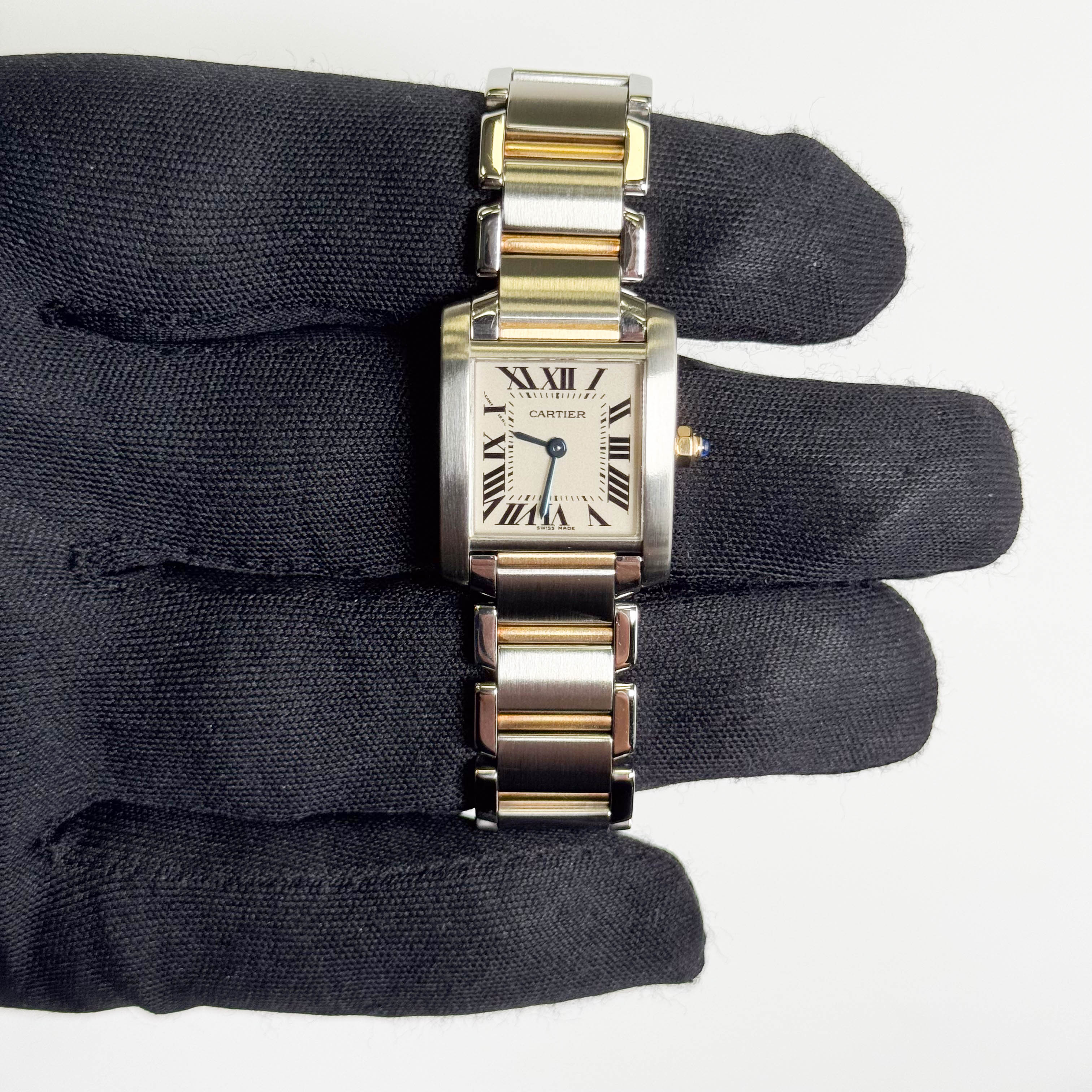 Cartier Tank Two-Tone Yellow Gold & Steel 25x20mm White Dial Watch Ref# W51007Q4 - Image 2