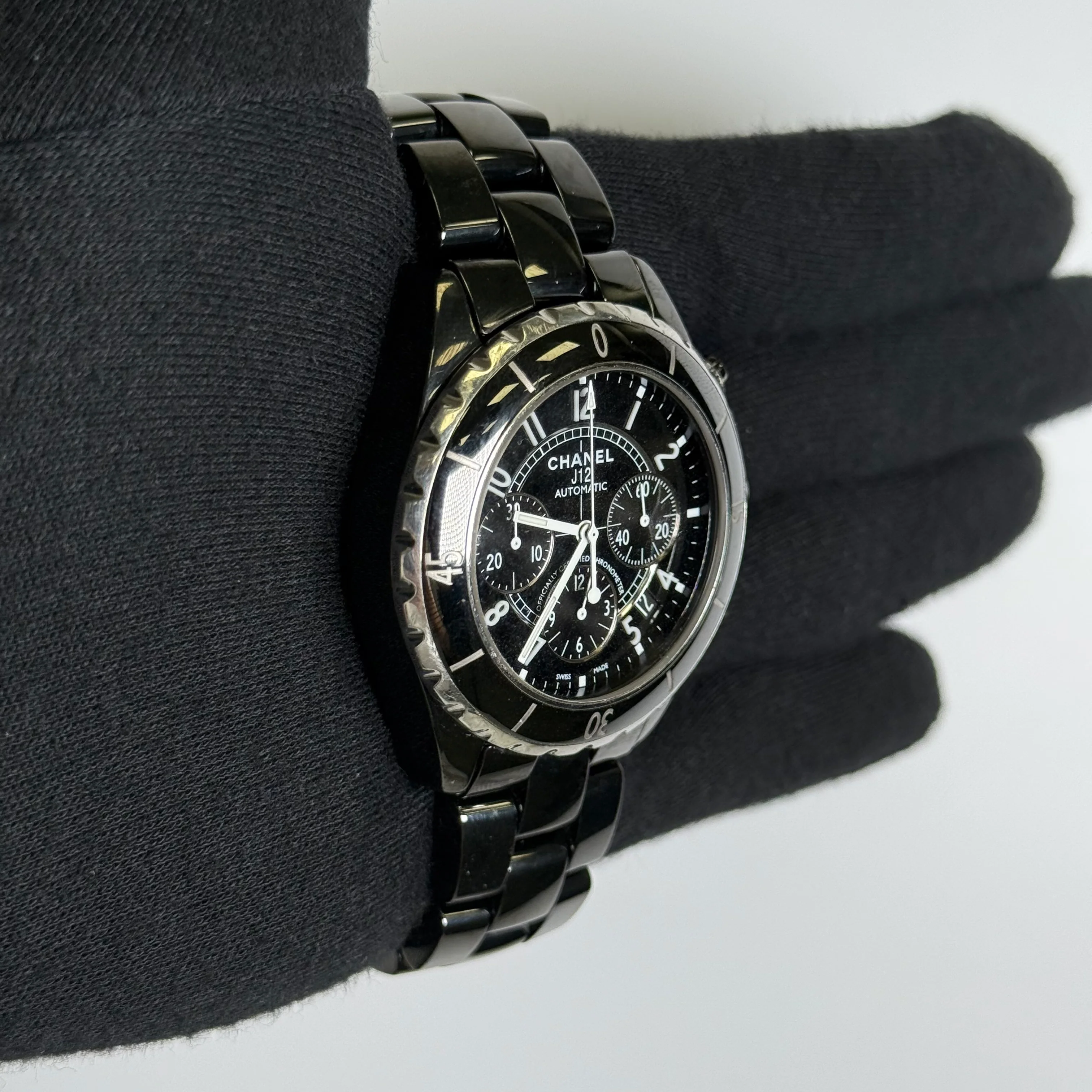 Chanel J12 41mm Black Dial Watch Ref# H0940 - Image 3