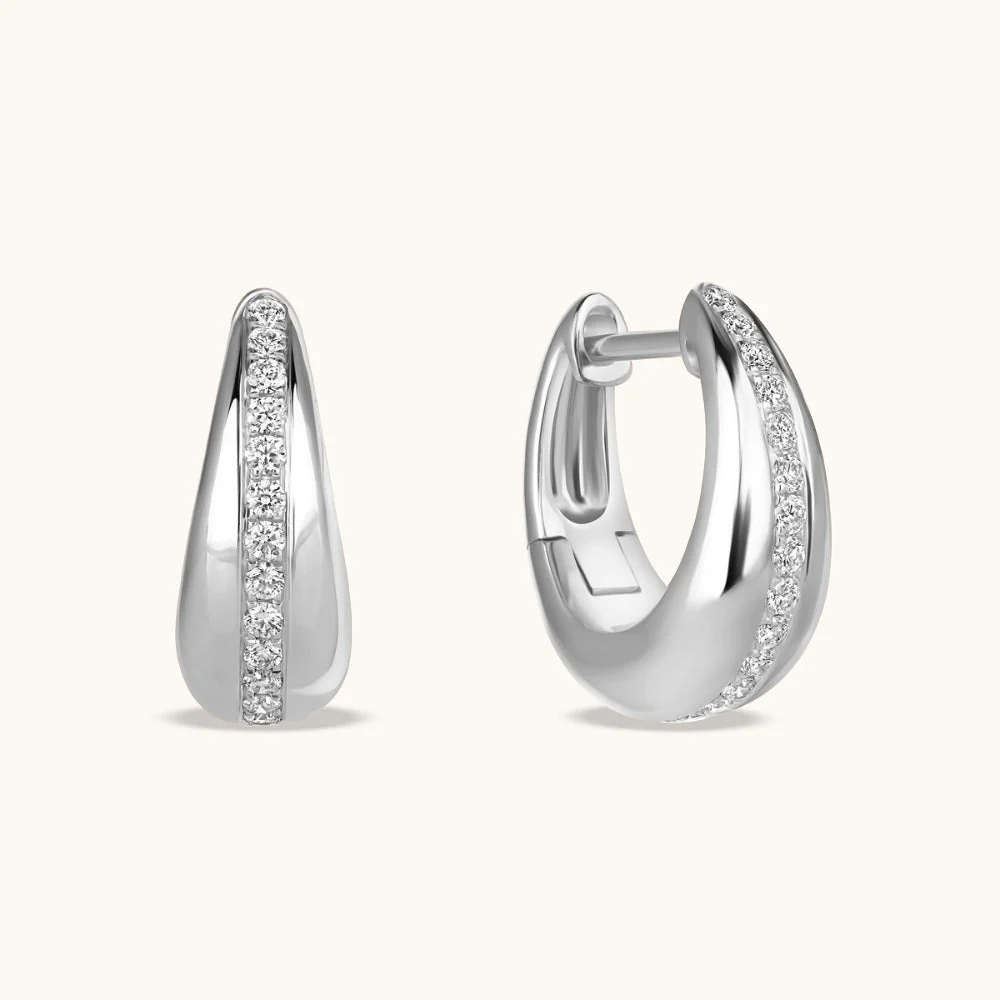 Chunky Diamond Huggie Earrings - Image 3