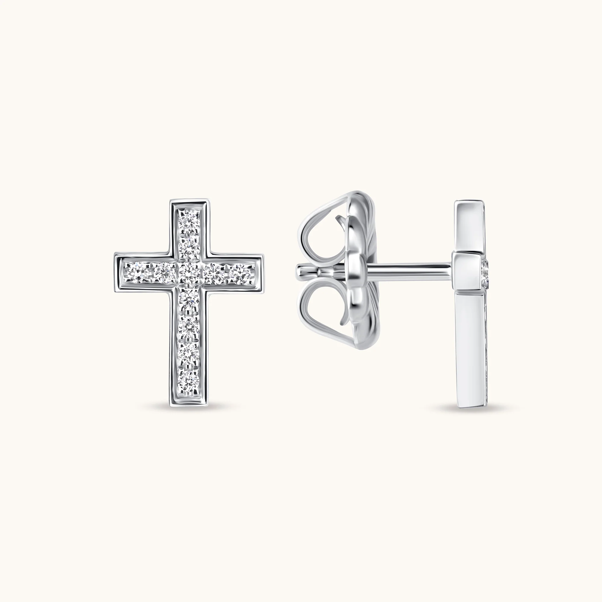 Classic Small Diamond Cross Earrings