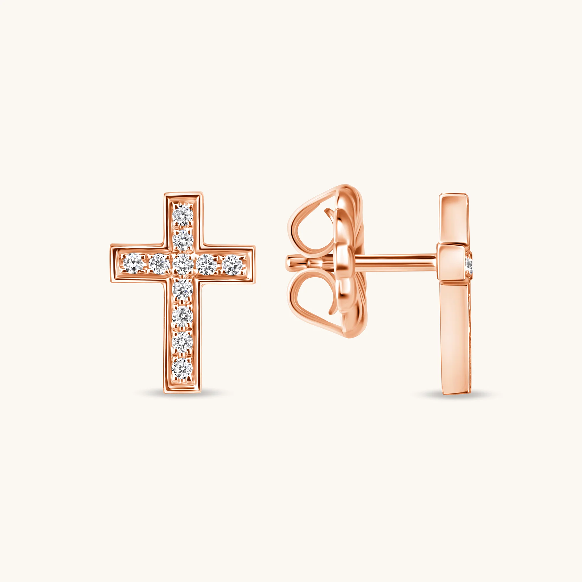 Classic Small Diamond Cross Earrings - Image 4