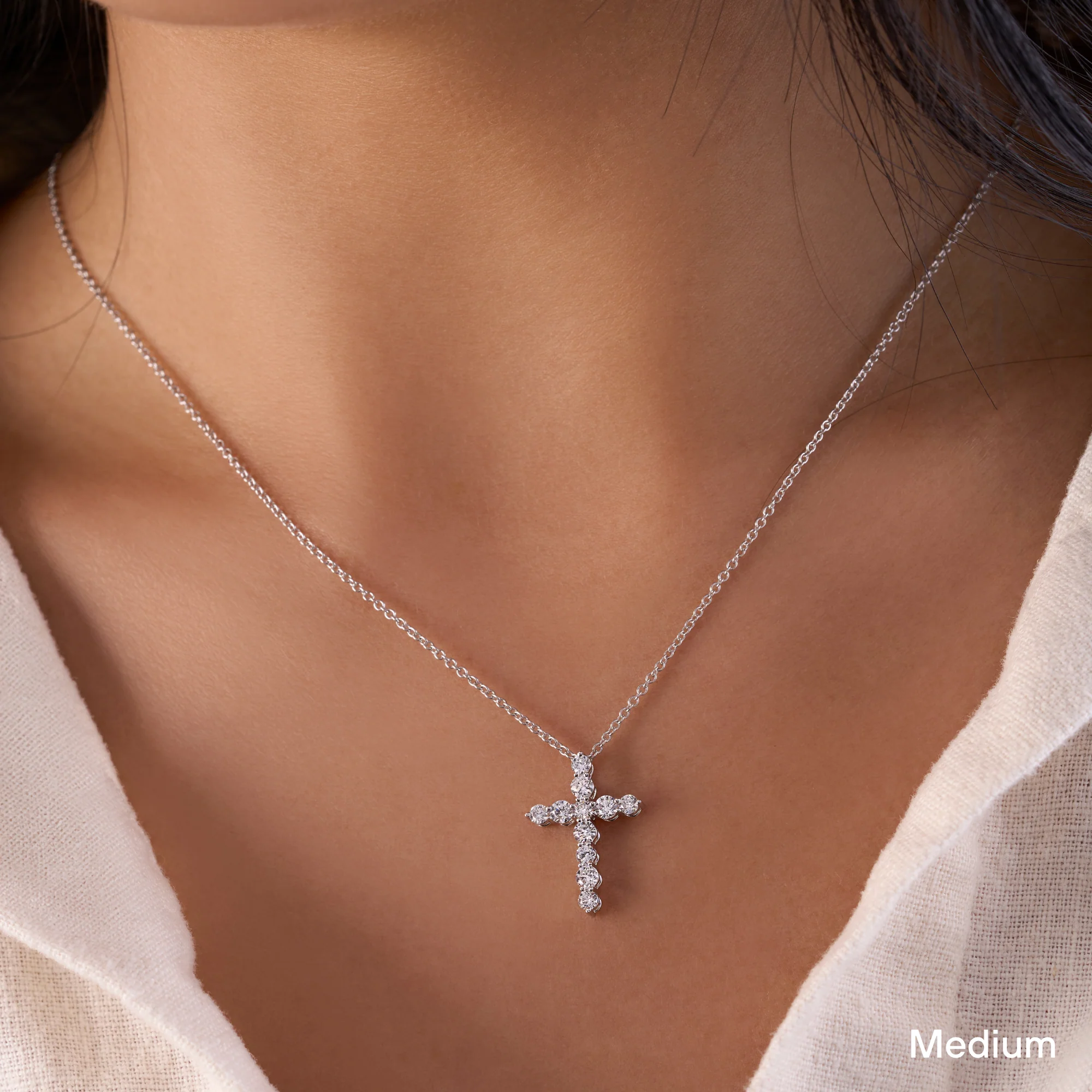 Classic Lab Diamond Cross Necklace - Image 2