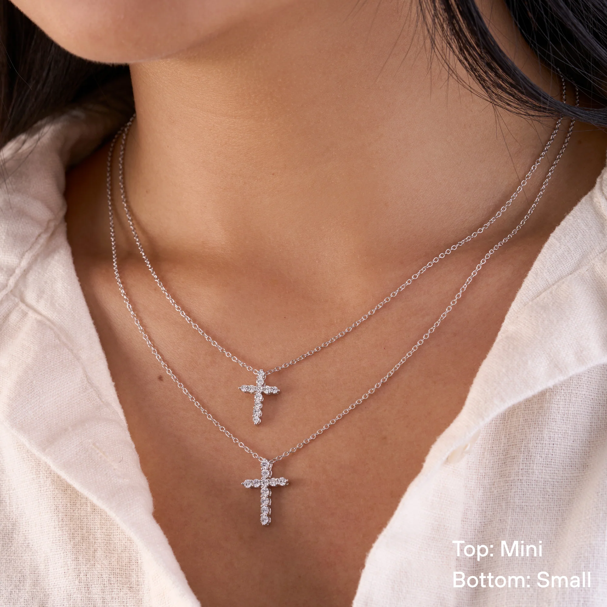Classic Lab Diamond Cross Necklace - Image 5