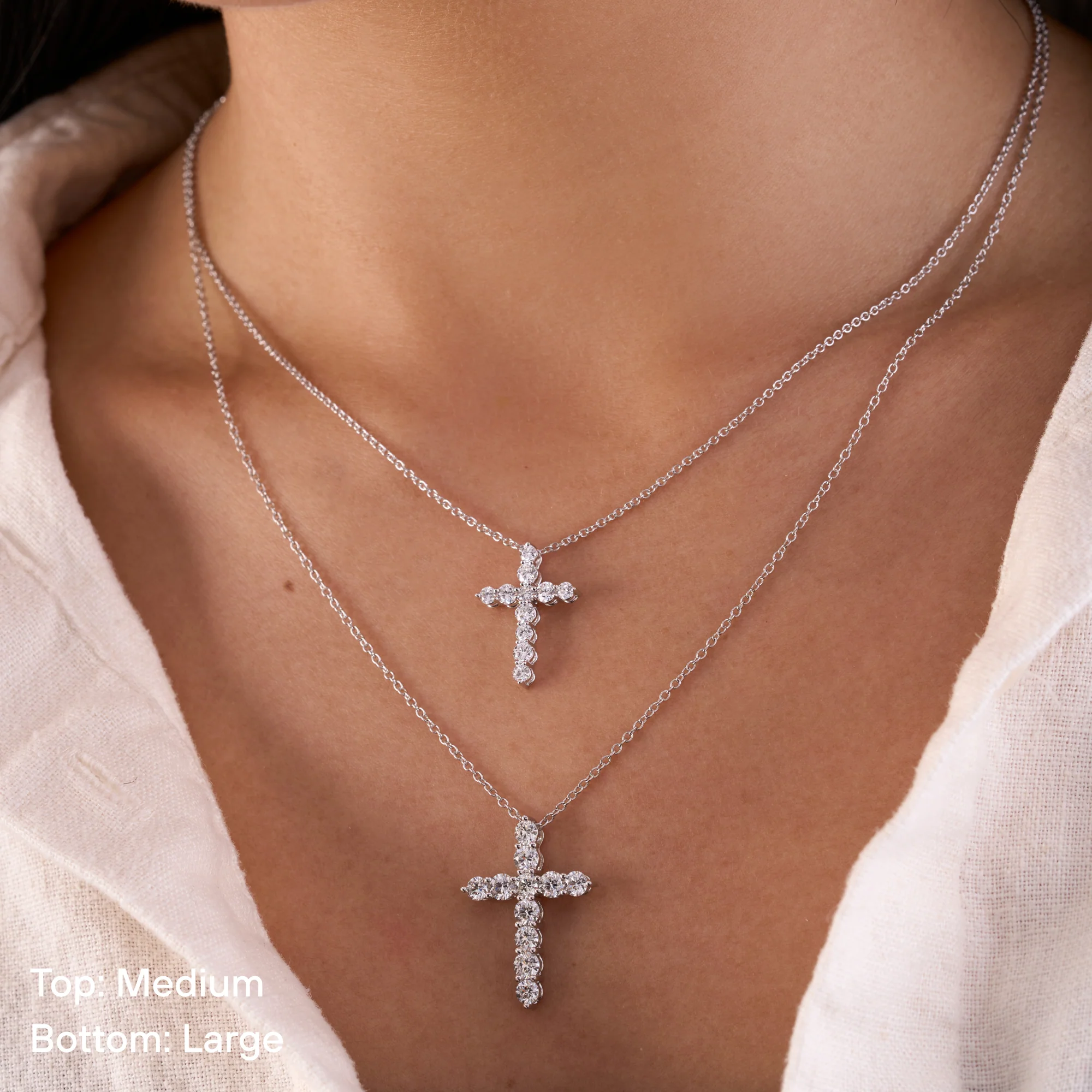 Classic Lab Diamond Cross Necklace - Image 6