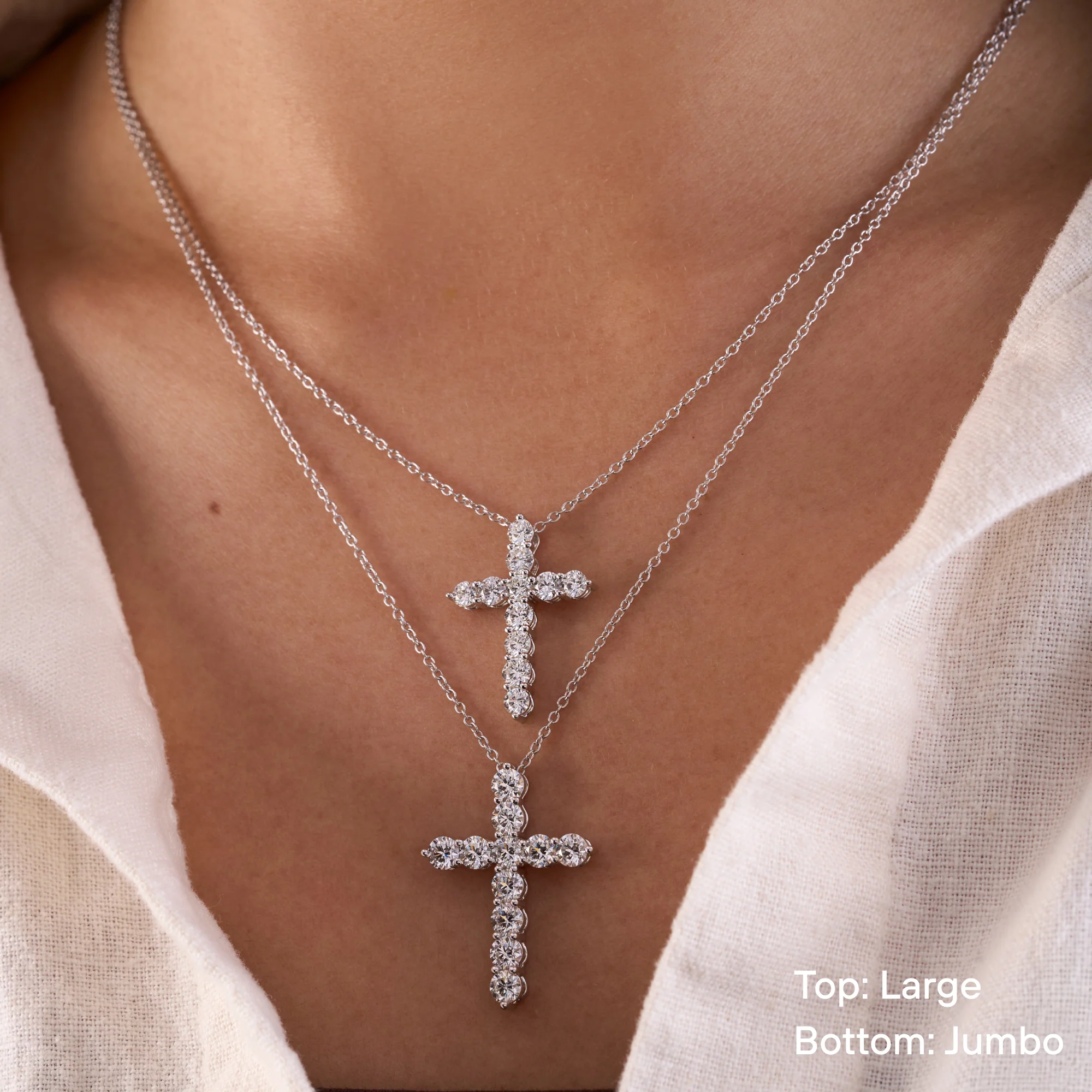 Classic Lab Diamond Cross Necklace - Image 7