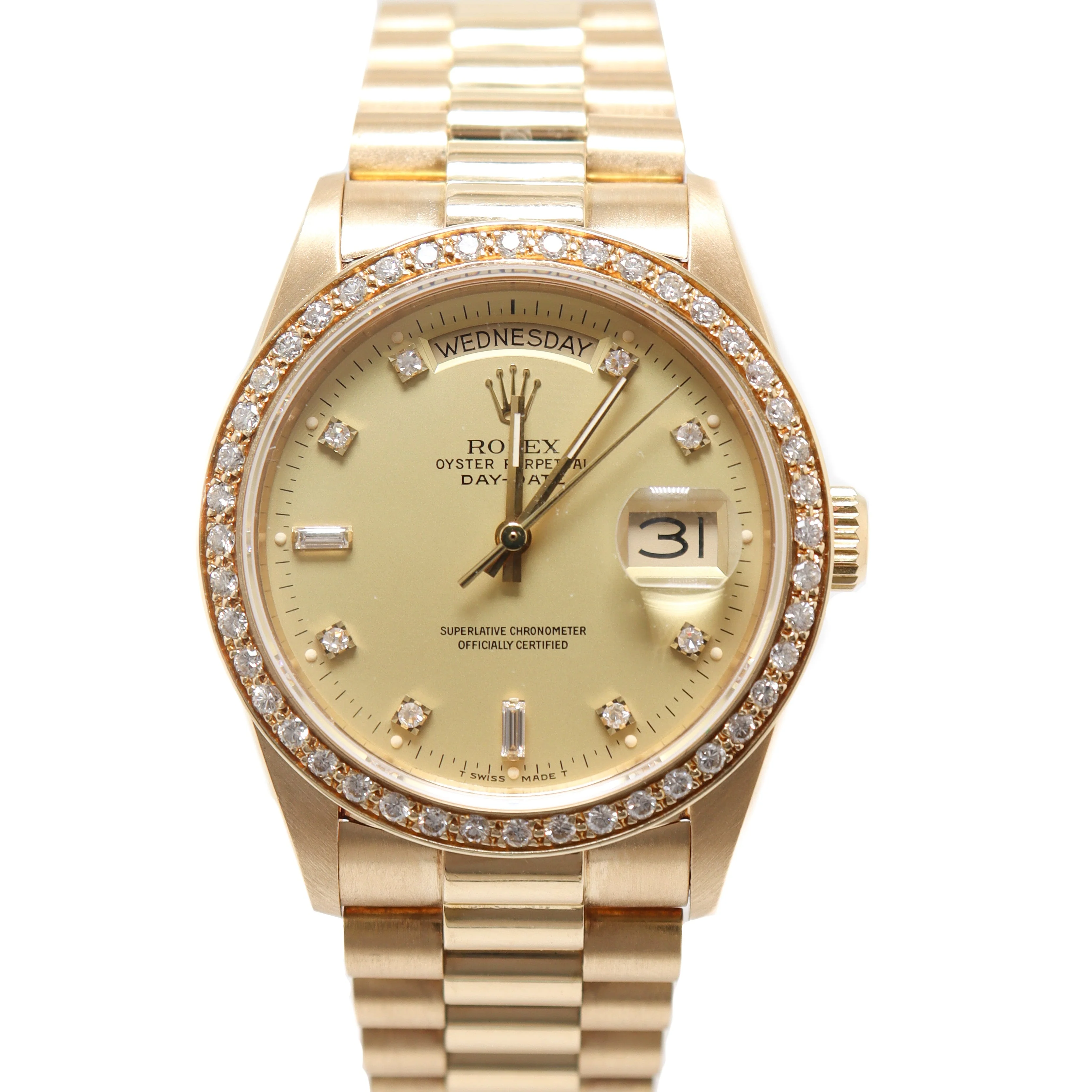 Rolex Datejust Yellow Gold 36mm Factory Diamond Diamond Dial Watch Reference# 18038