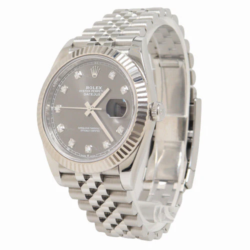 Rolex Mens Datejust Stainless Steel 41mm Rhodium Diamond Dial Watch Reference# 126334 - Image 2