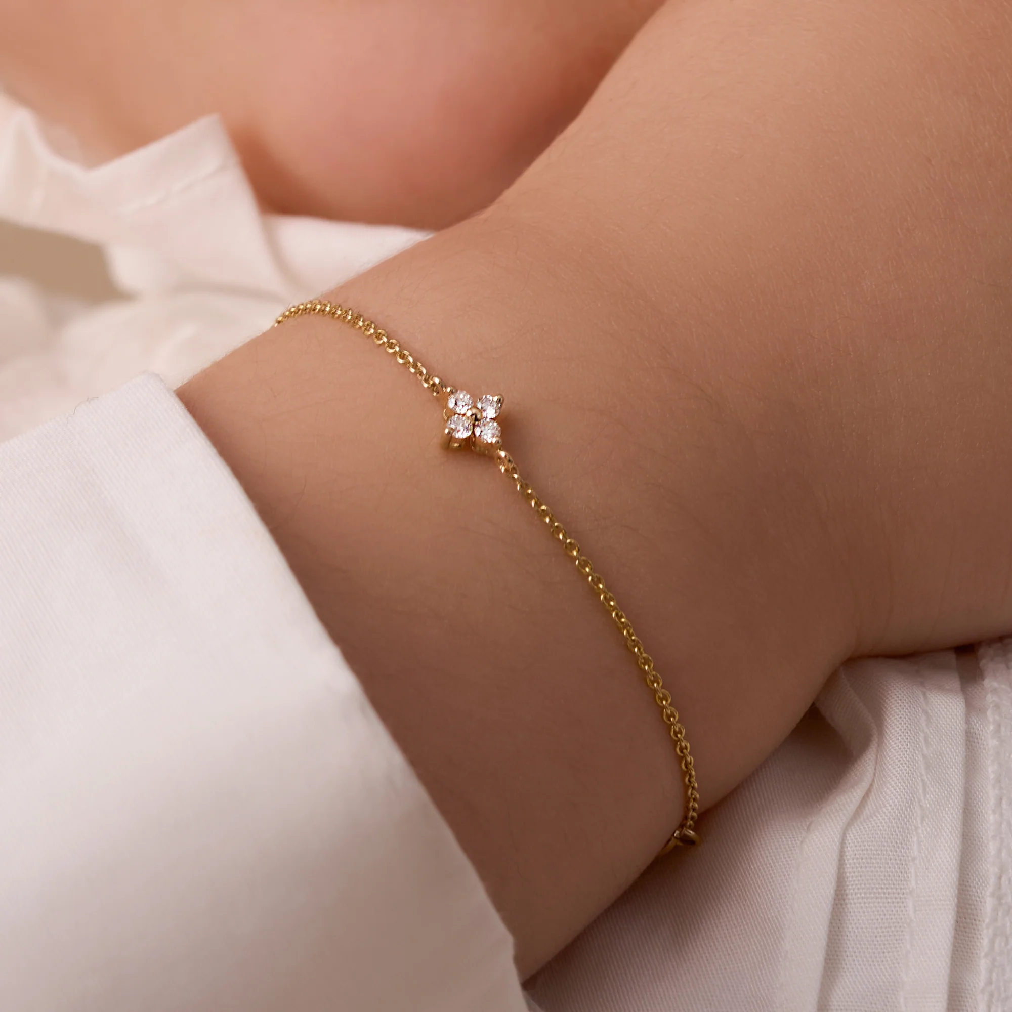 Kid's Dainty Lab Diamond Flower Bracelet - Image 2