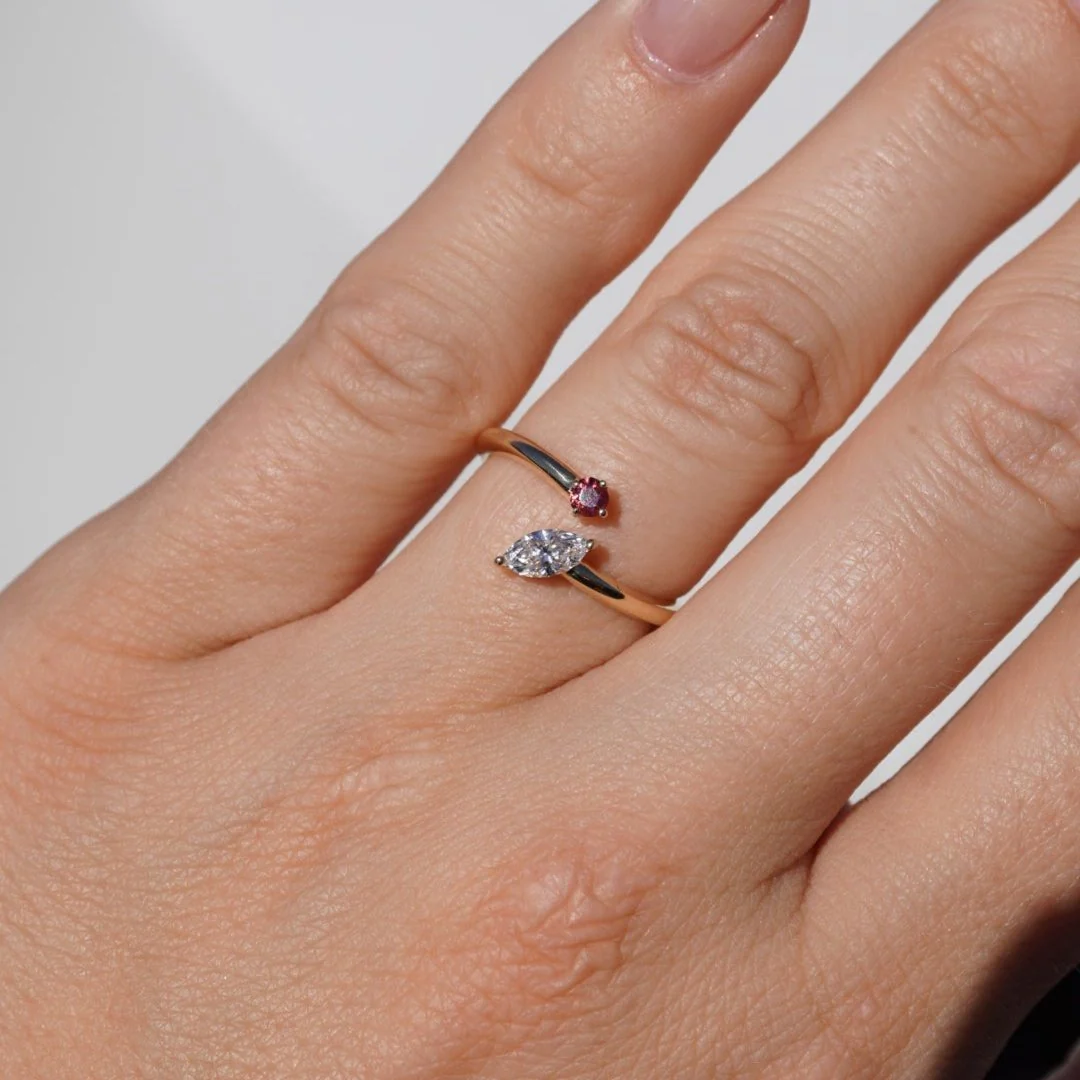 Lab Diamond and Birthstone Open Band - Image 2