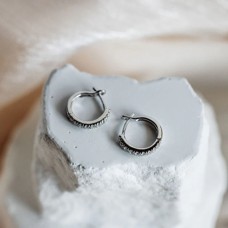 Classic Diamond Huggie Earrings - Image 3