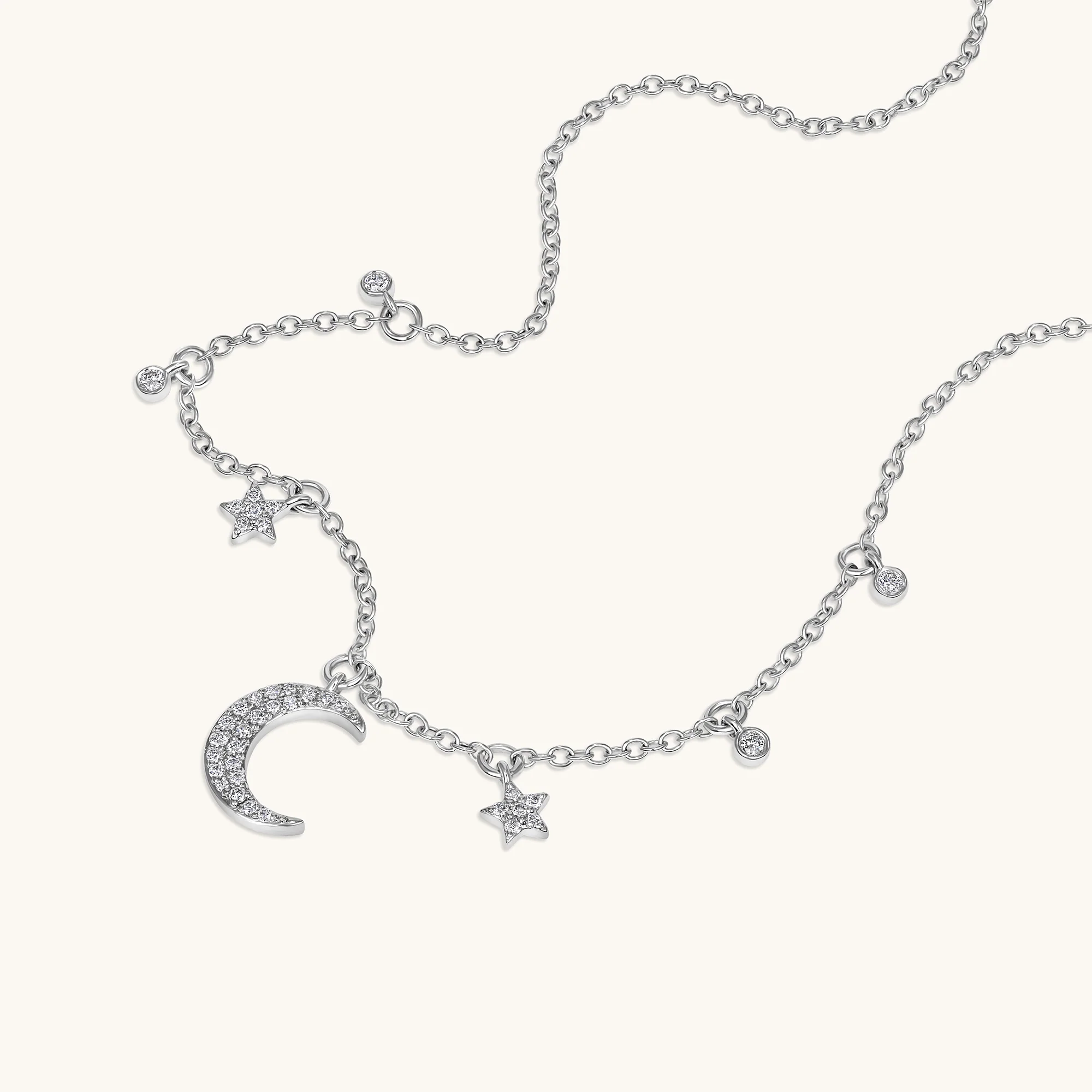 Diamond Moon and Stars Dainty Necklace - Image 3