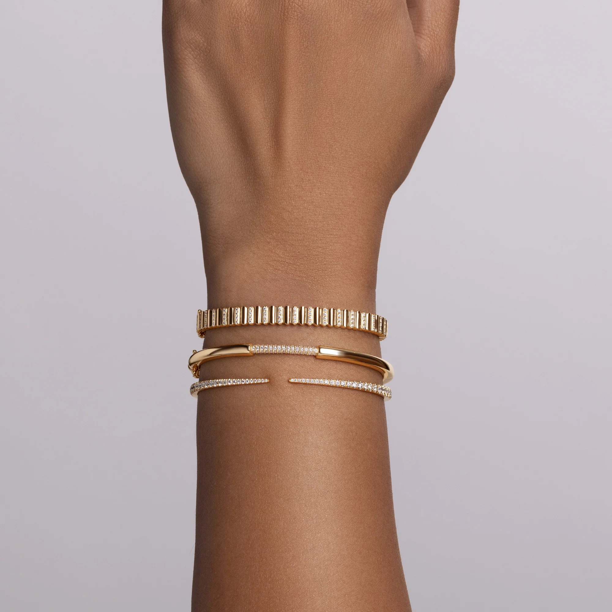 Diamond Pave Fluted Bangle - Image 4