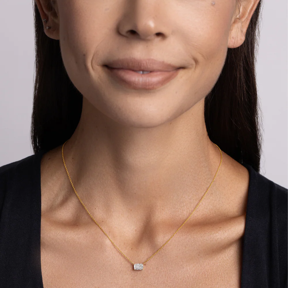 East-West Lab Radiant Diamond Solitaire Pendant - Image 2