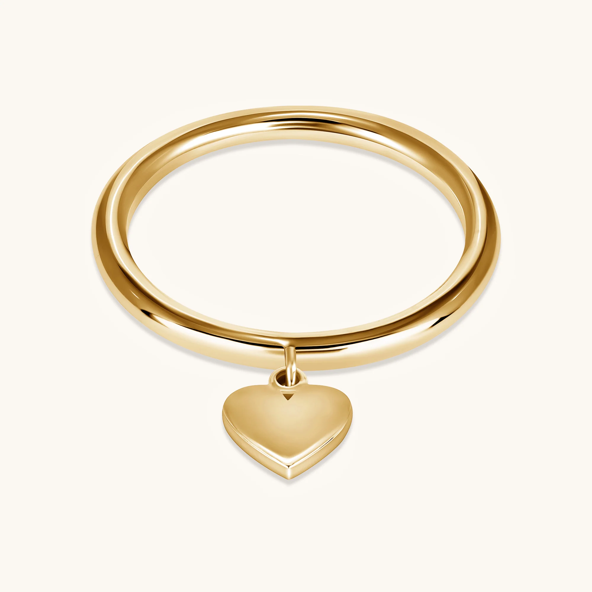 Engravable Heart Charm Ring
