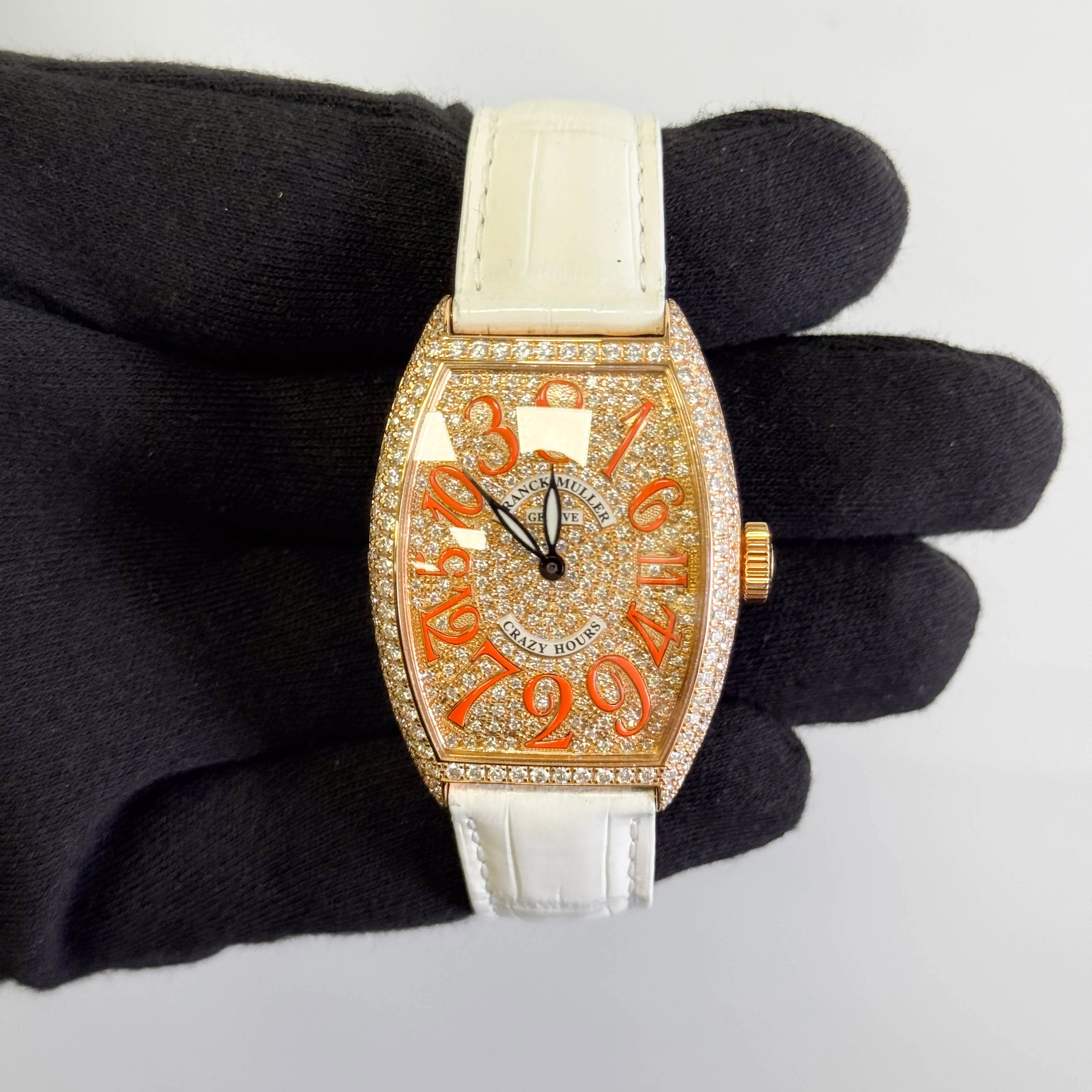 Frank Muller Cintree Curvex 32x45mm Factory Pave Orange Dial Watch Ref# 5850 CH D CD - Image 2