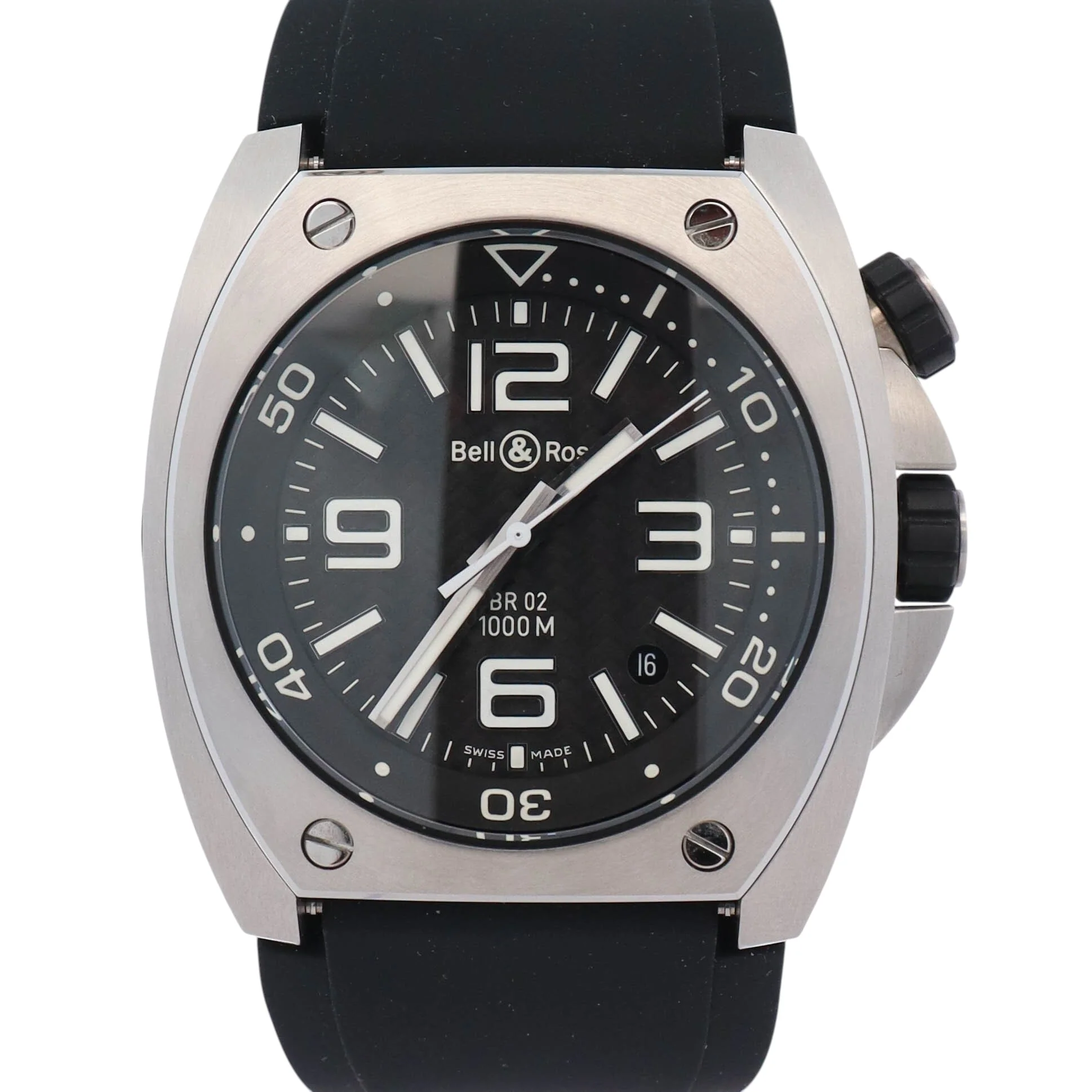 Bell & Ross Carbon Fiber Stainless Steel 44mm Carbon Fiber Dial Ref# BR 02-92