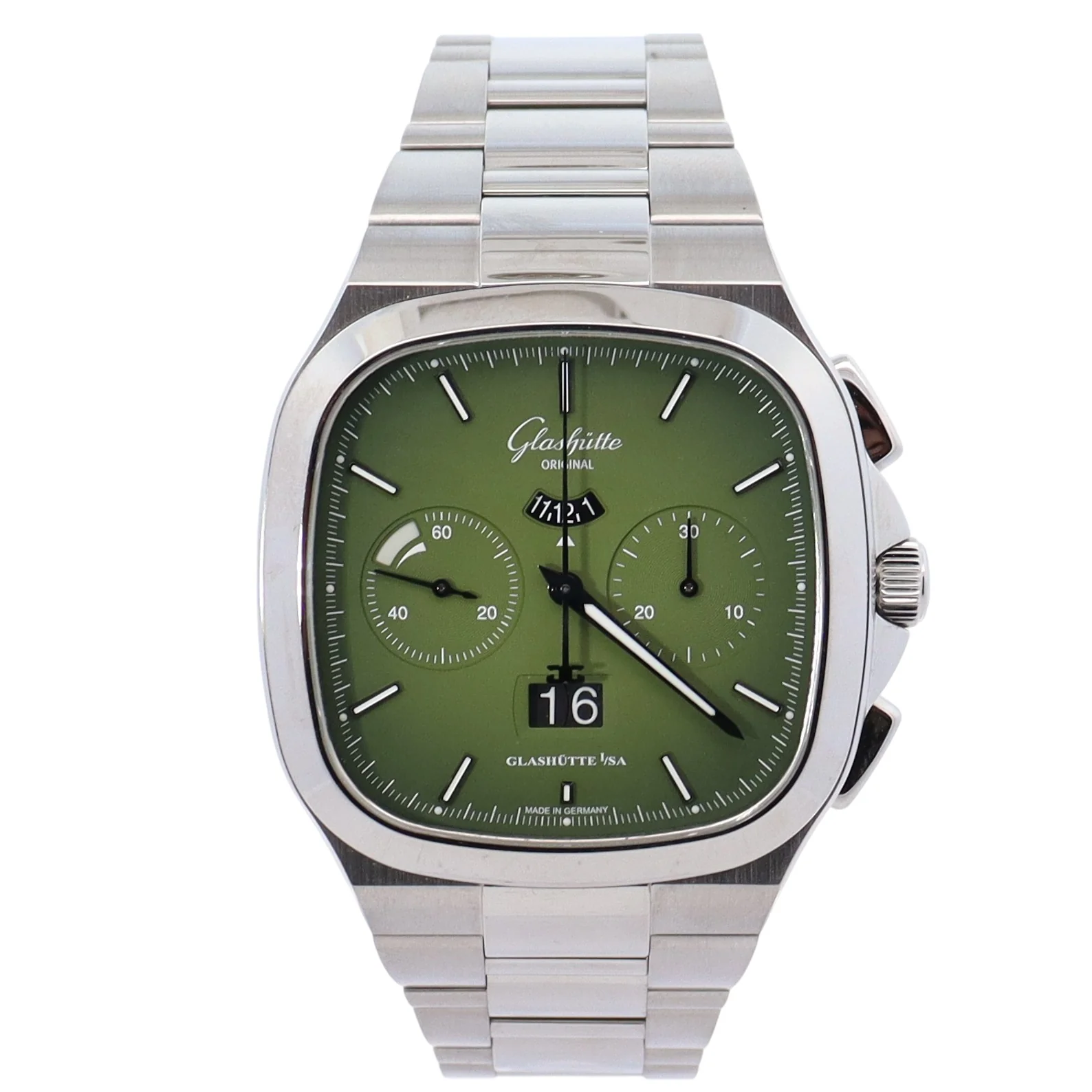 Glashutte Seventies 40mm Green Dial Watch Ref# 1-37-02-09-02-70