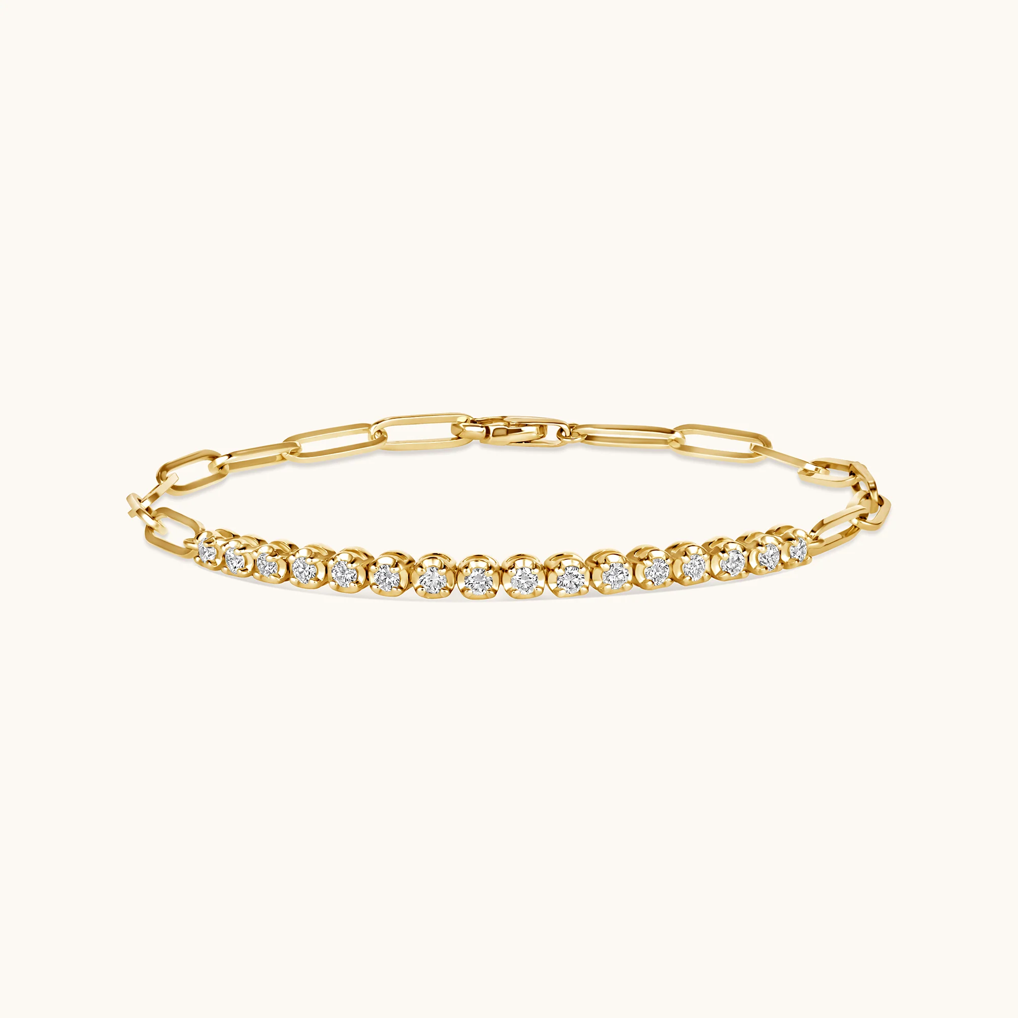 Half Diamond Tennis Linked Up Chain Bracelet