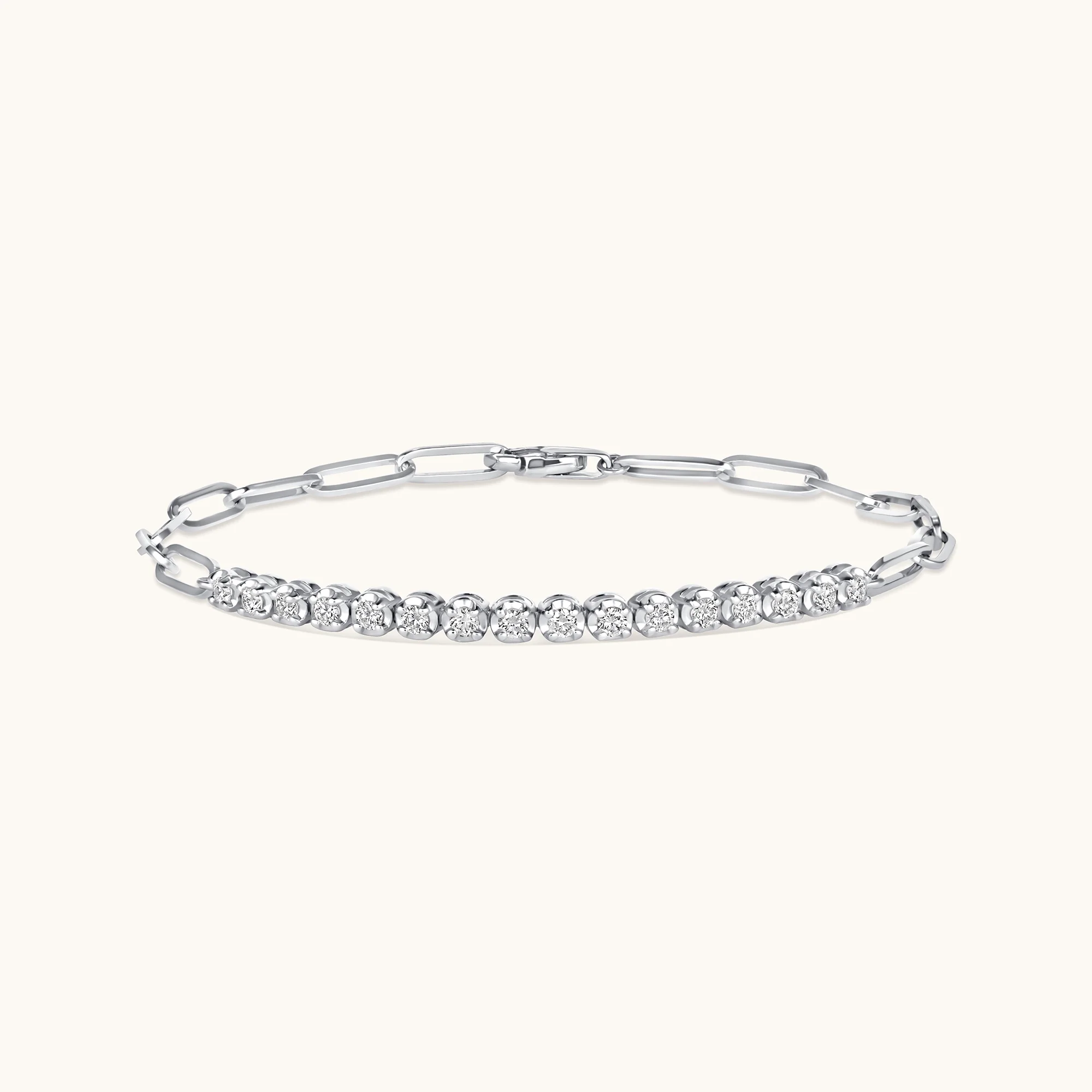 Half Diamond Tennis Linked Up Chain Bracelet - Image 3
