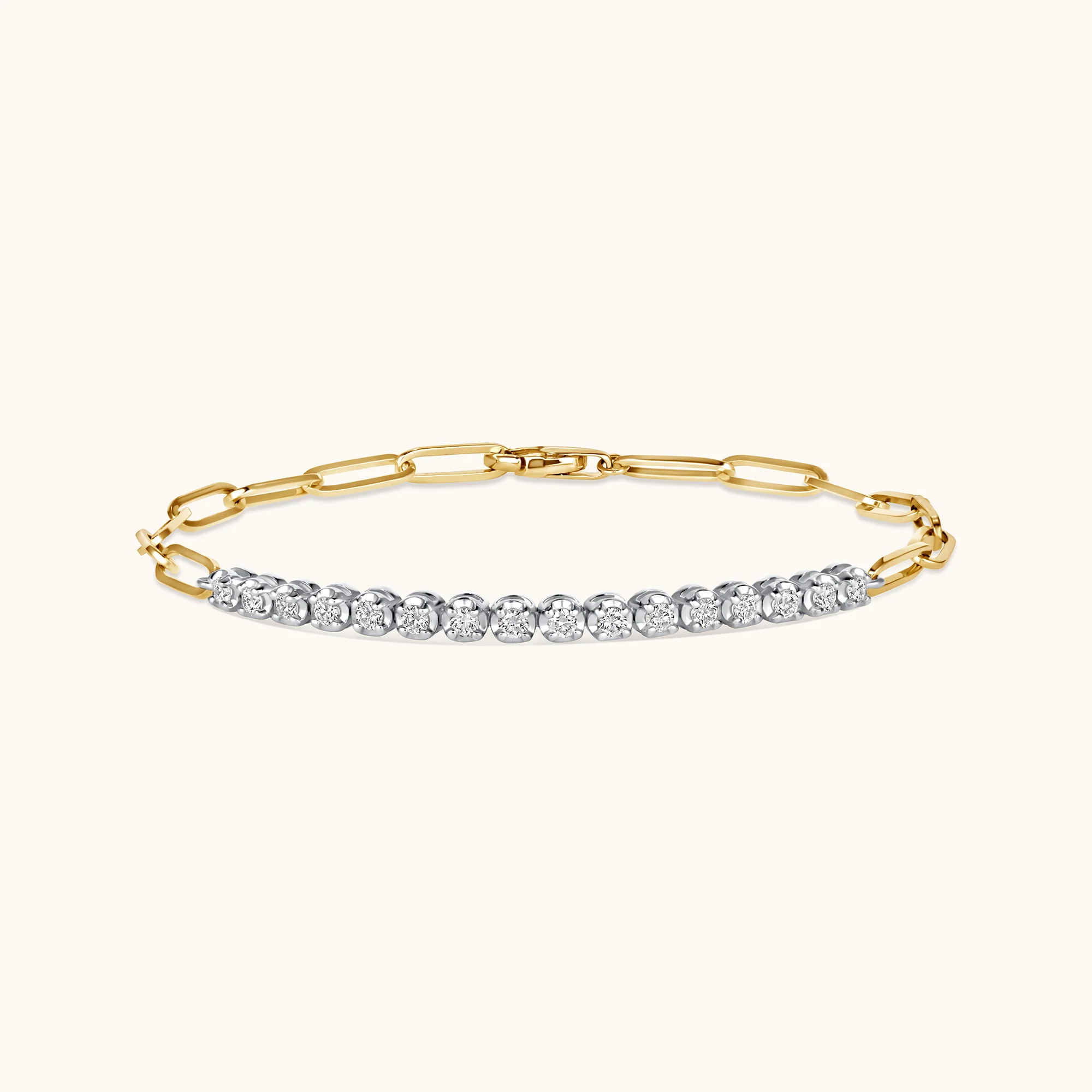 Half Diamond Tennis Linked Up Chain Bracelet - Image 4