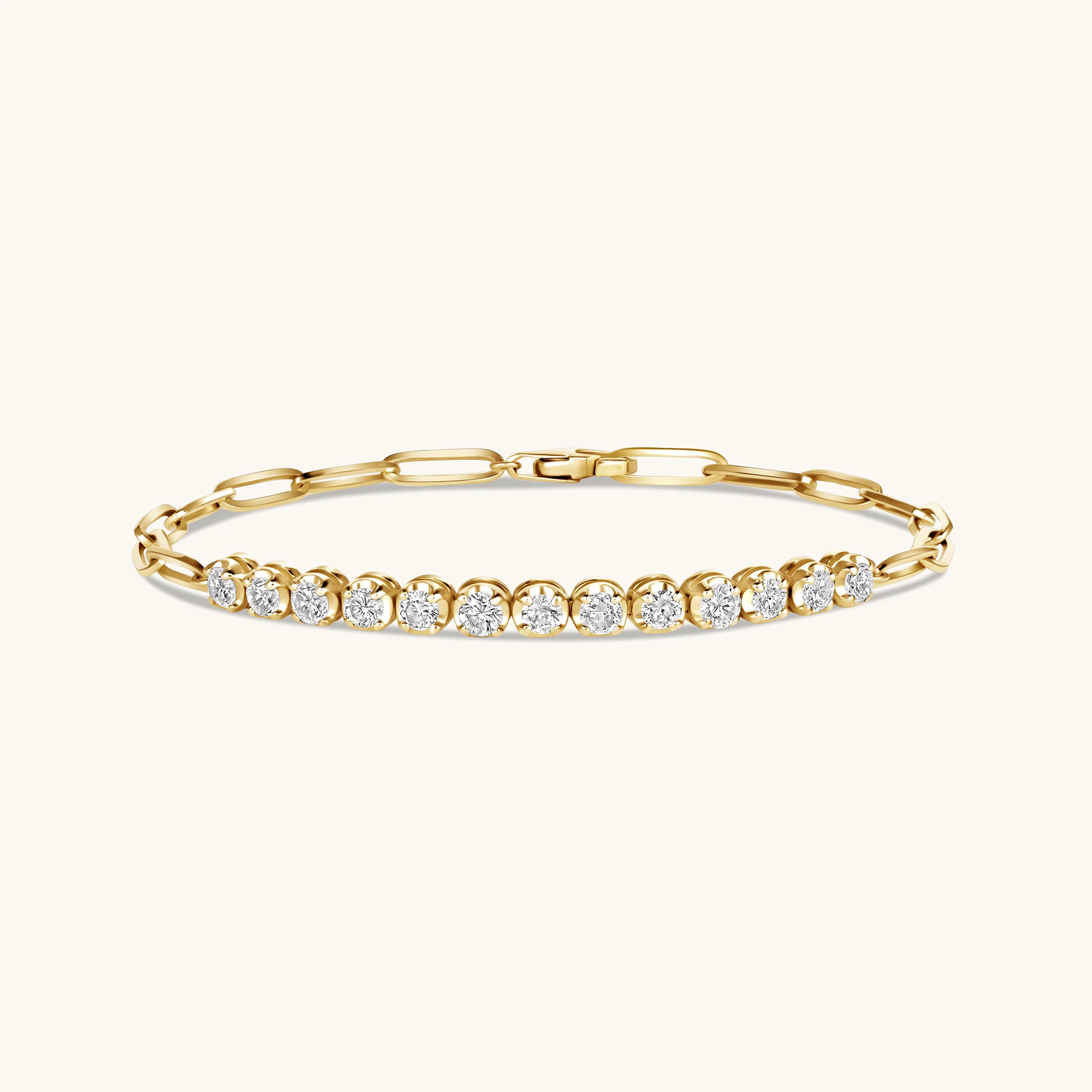 Half Diamond Tennis Linked Up Chain Bracelet - Image 5