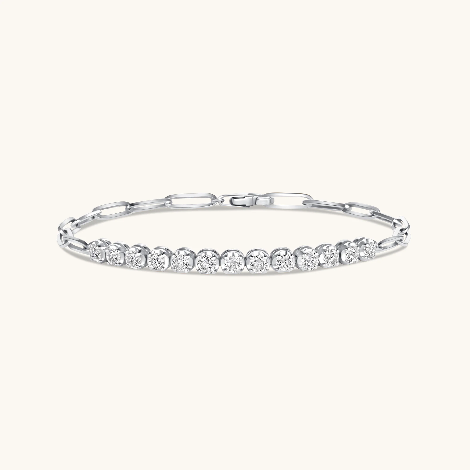Half Diamond Tennis Linked Up Chain Bracelet - Image 7
