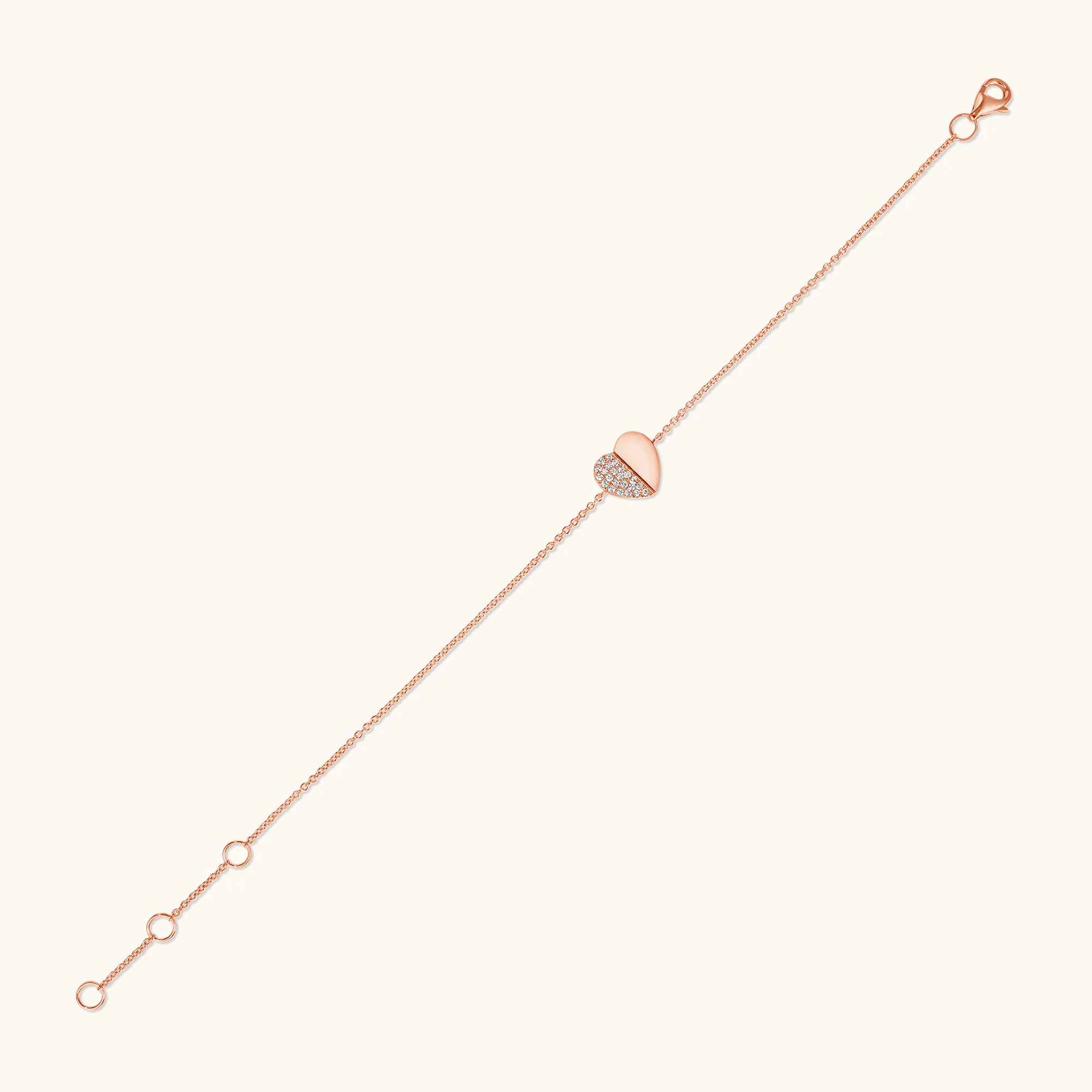 Half-Pave Diamond Heart Bracelet - Image 7