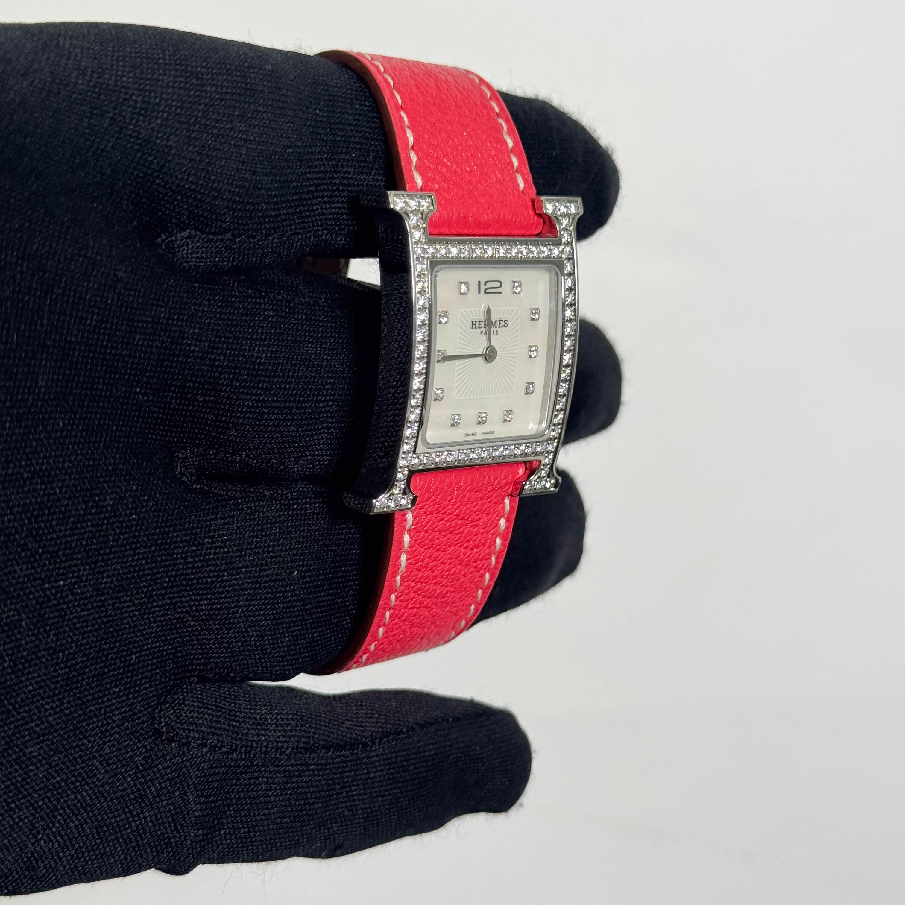 Hermes Heure H 21mm Factory Diamond MOP Dial Watch Ref# HH1.530 - Image 3
