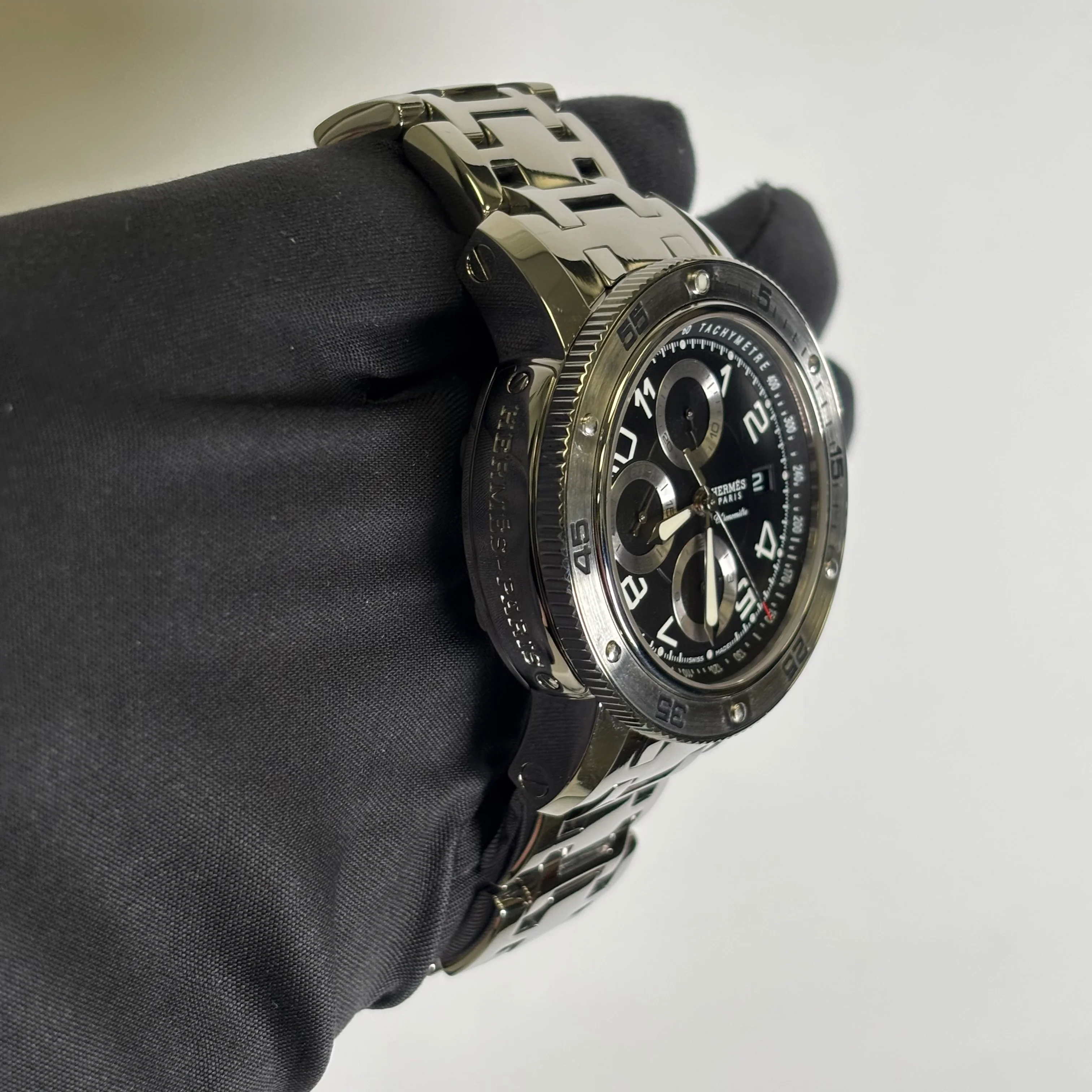 Hermes Clipper 44mm Black Dial Watch Ref# CP2.910 - Image 3