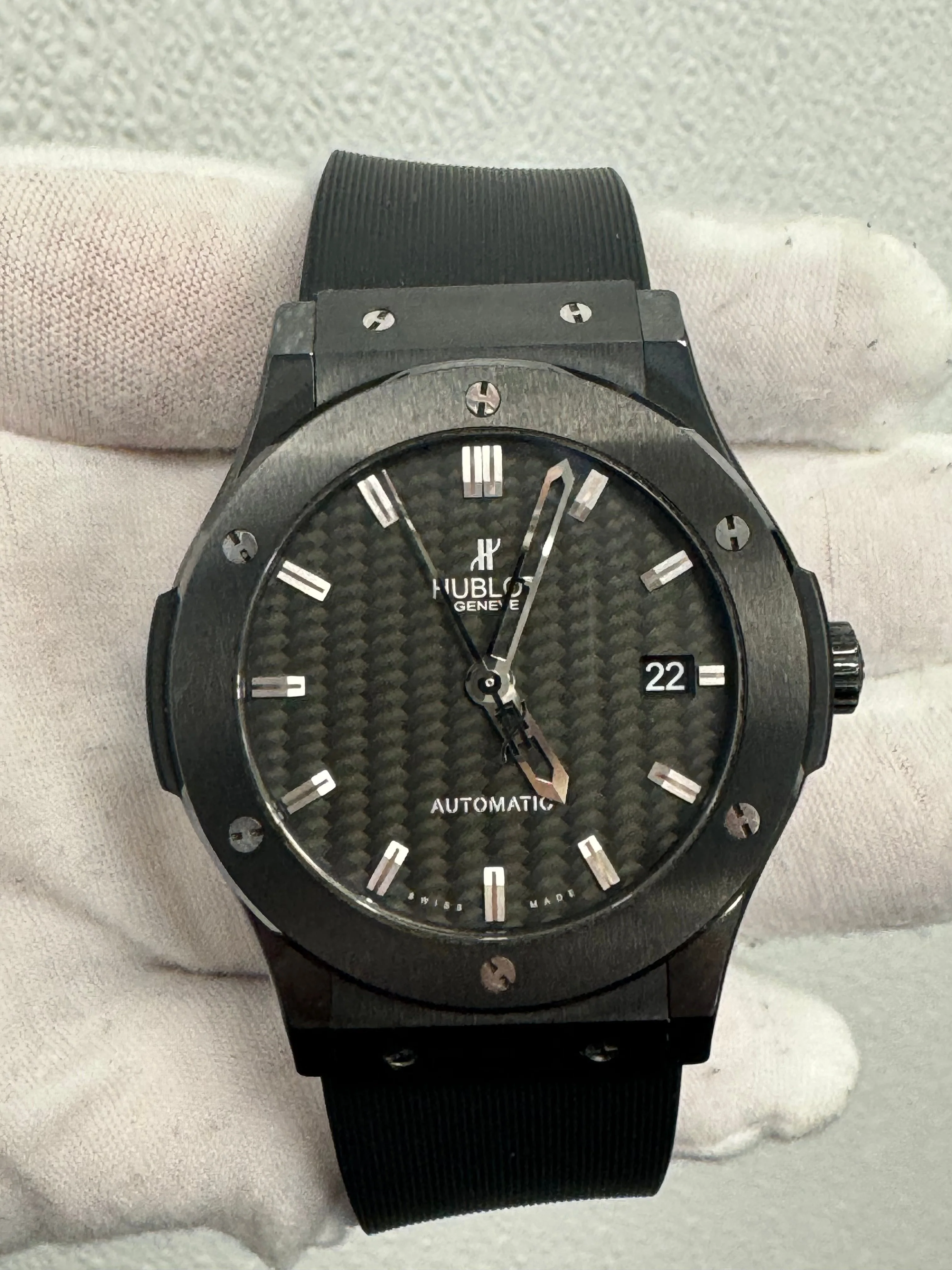 Hublot Classic Fusion Black Magic Black Ceramic 42mm Black Carbon Stick Dial Watch Reference #: 542.CM.1770.RX