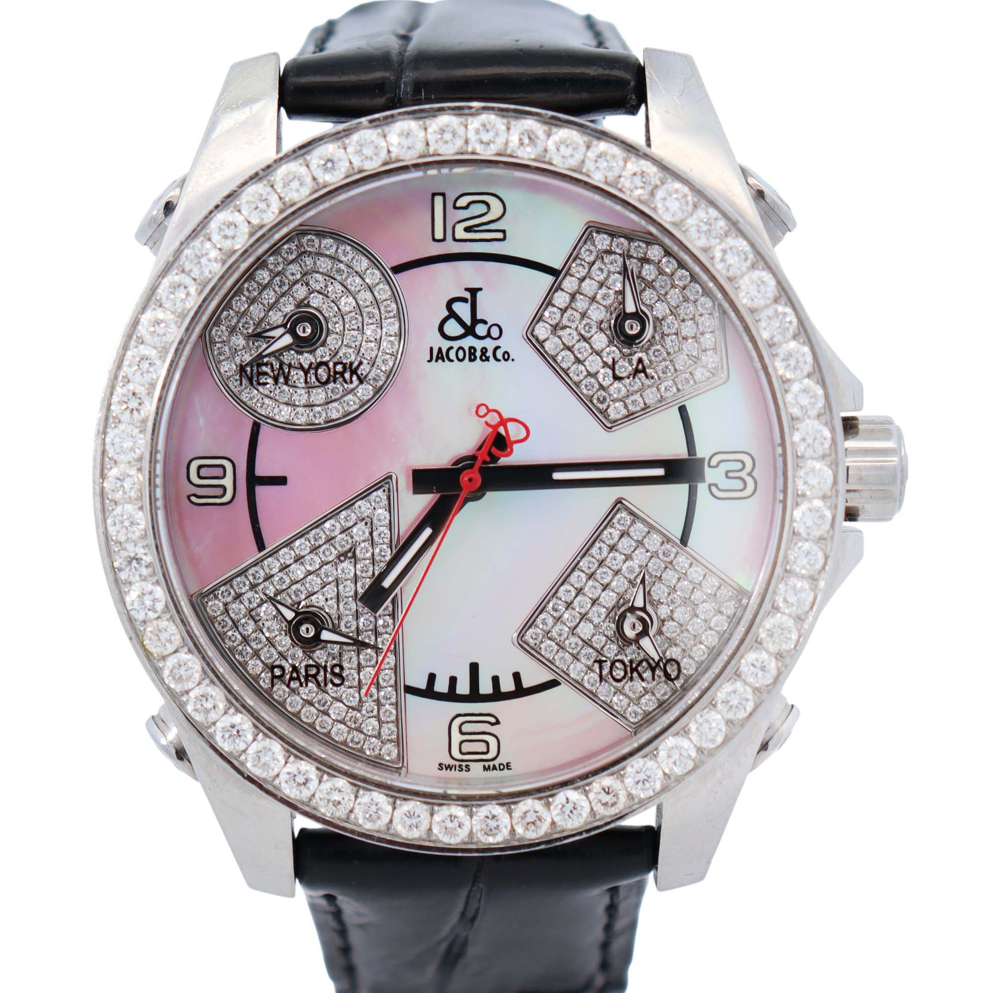 Jacob & Co. Five Time Zone 40mm Pink Dial Watch Ref# JC-79