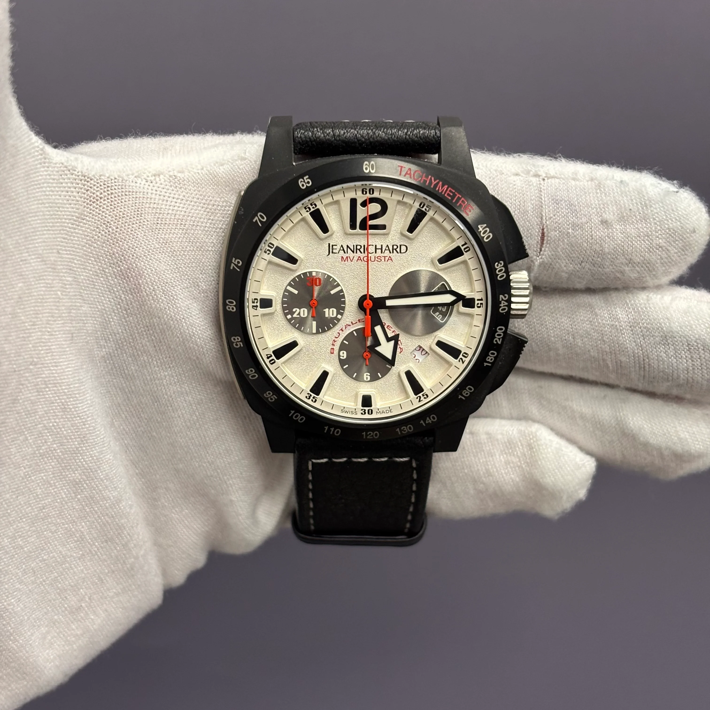JeanRichard MV Agusta 43mm White Dial Watch Ref# 65120-28-11A-AE6D - Image 2