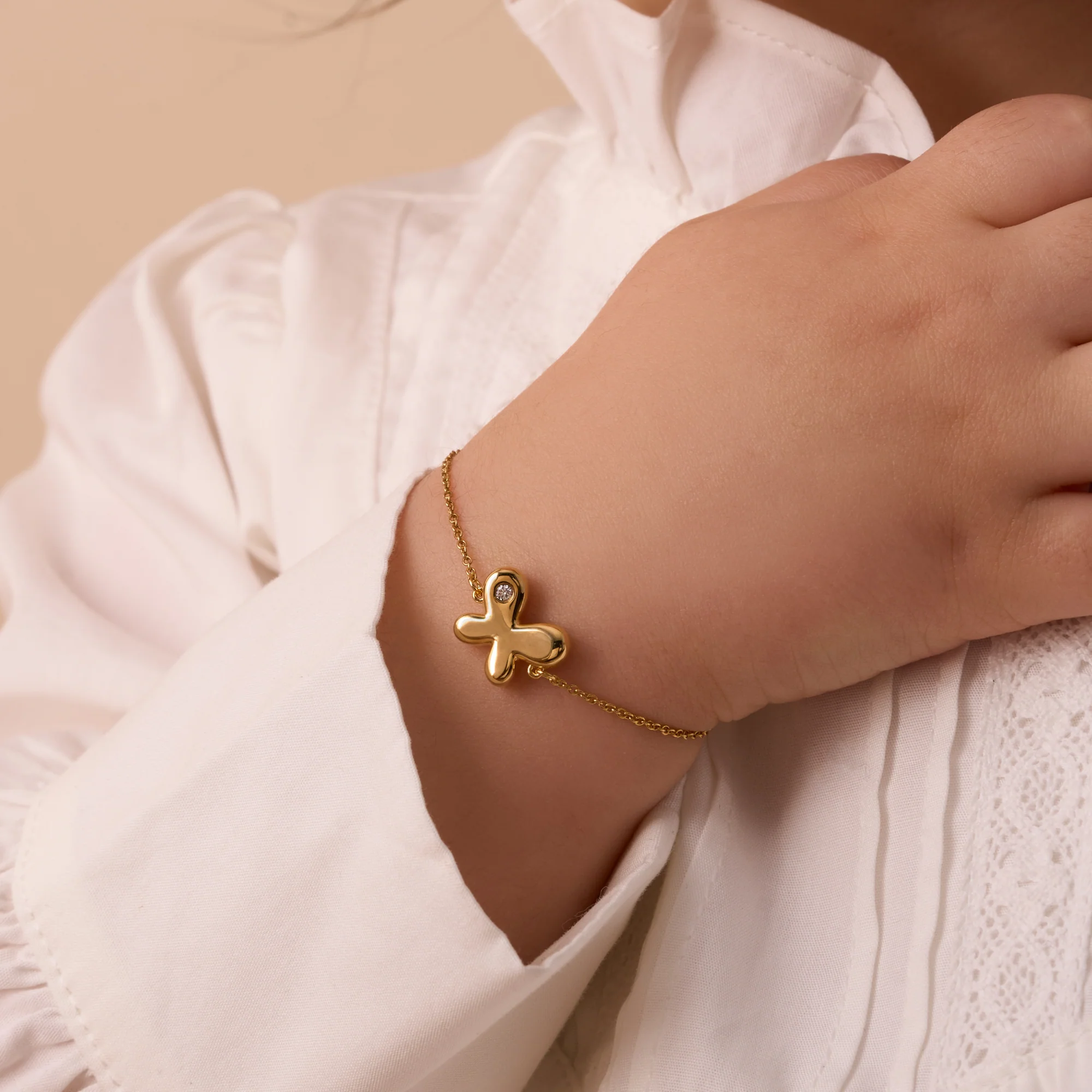 Kid's Diamond Bubble Butterfly Bracelet - Image 2