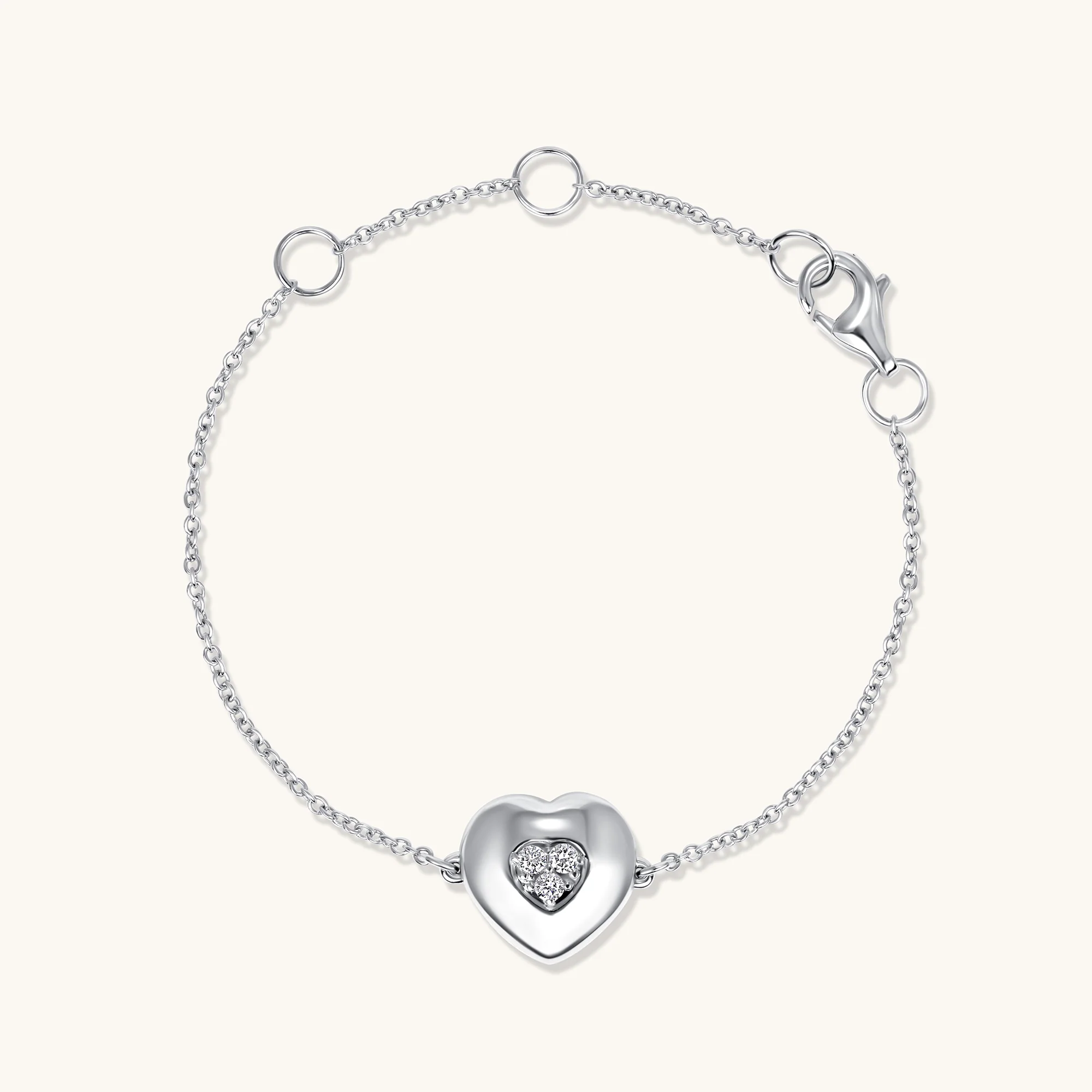 Kid's Diamond Bubble Heart Bracelet - Image 3
