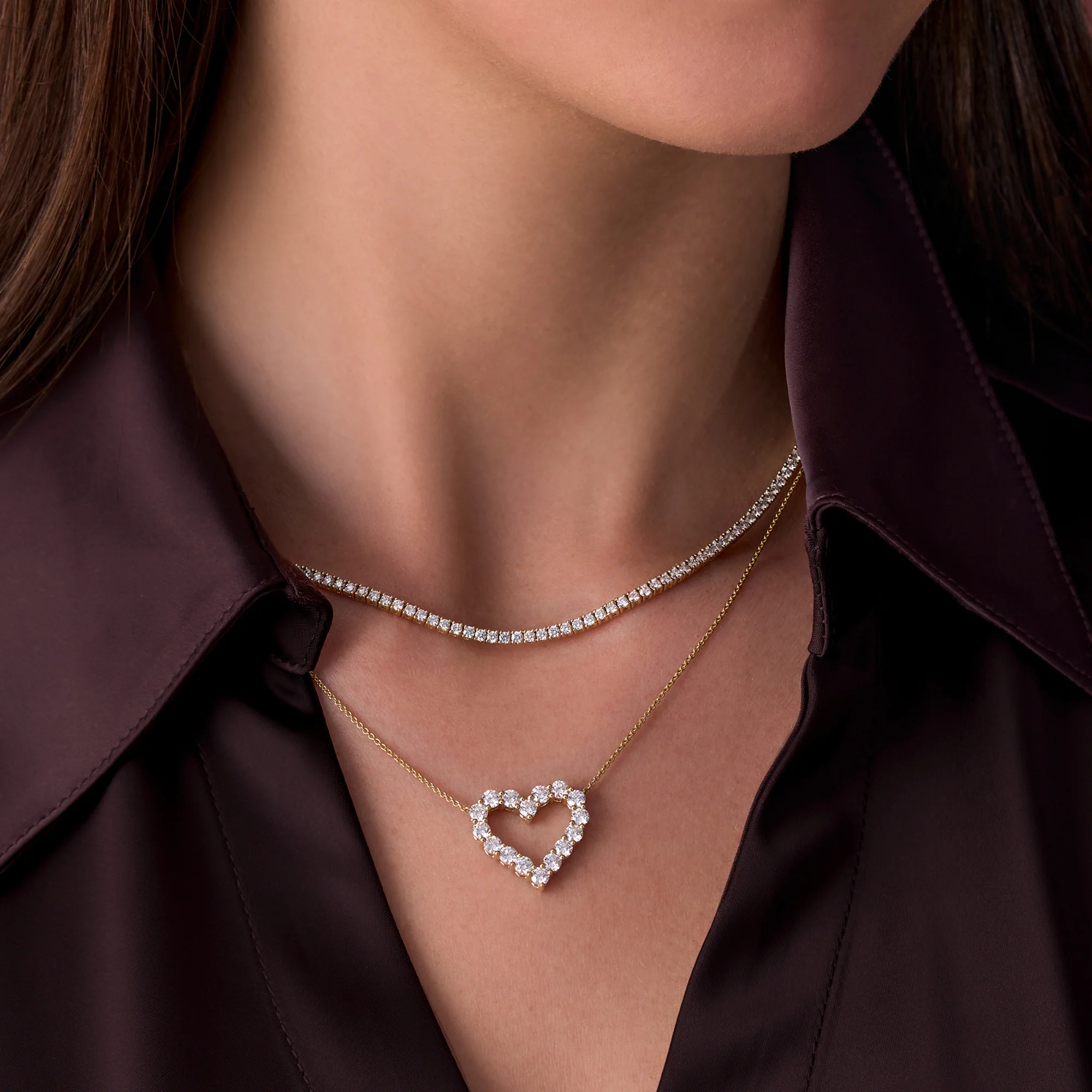 Lab Diamond Heart Pendant Necklace - Image 2
