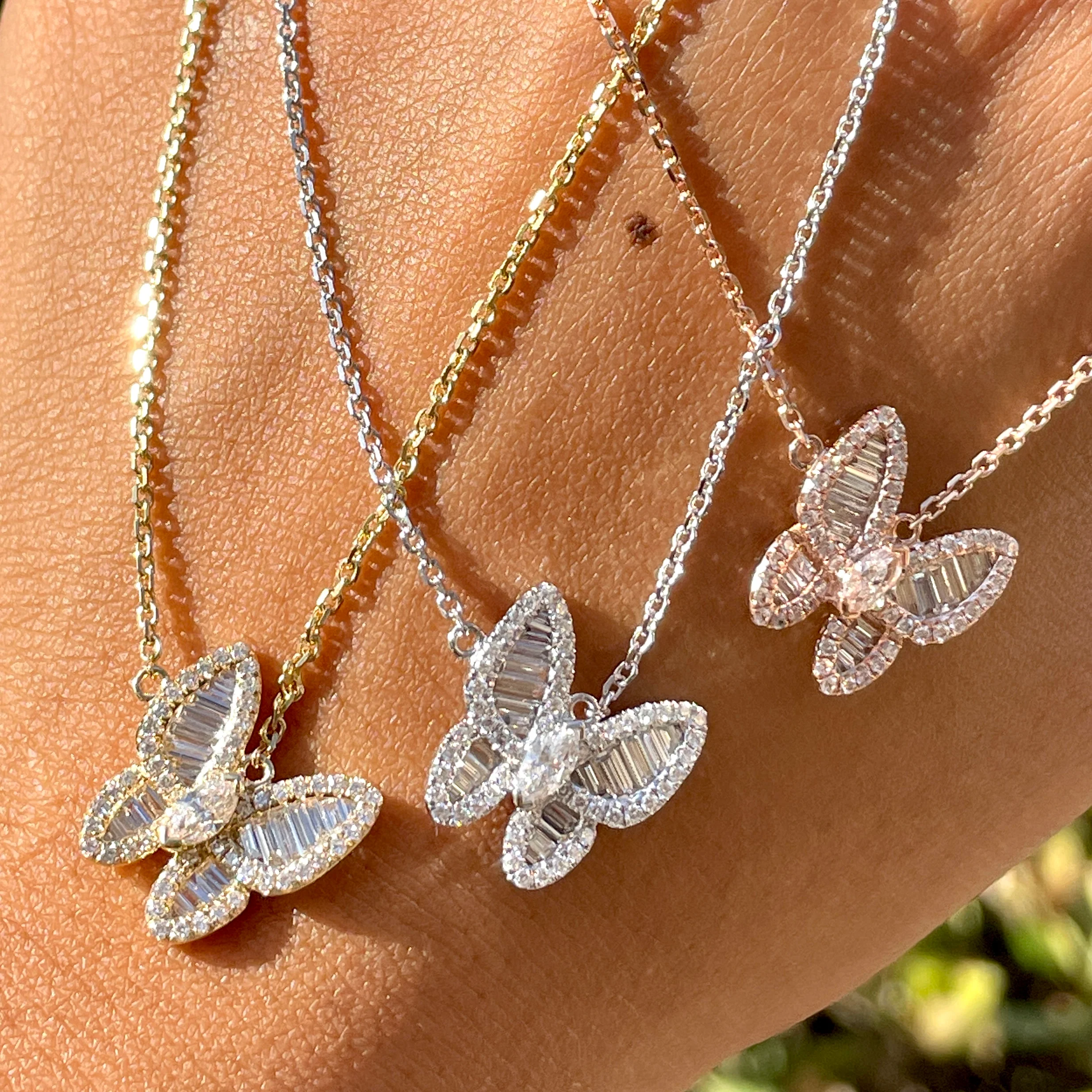 Mixed Diamond Butterfly Pendant - Image 3