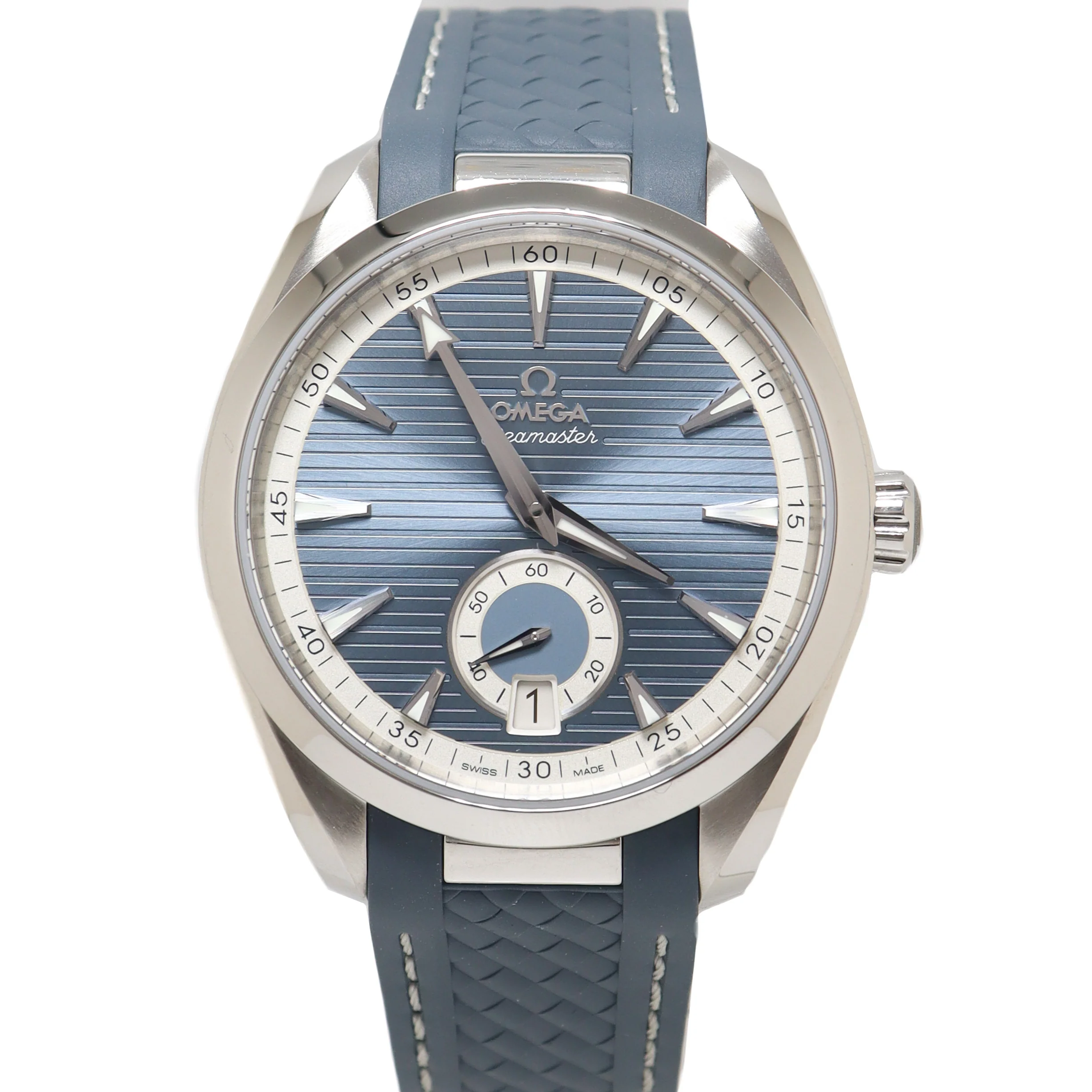 Omega Mens Aqua Terra Stainless Steel 41mm Blue Stick Dial Watch Reference# 220.12.41.21.03.005