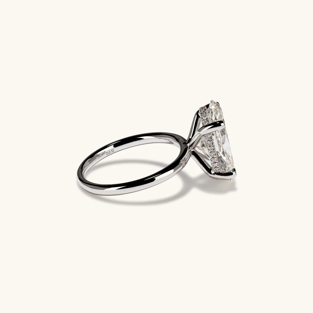 Oval Lab Diamond Solitaire Engagement Ring with Hidden Halo - Image 5