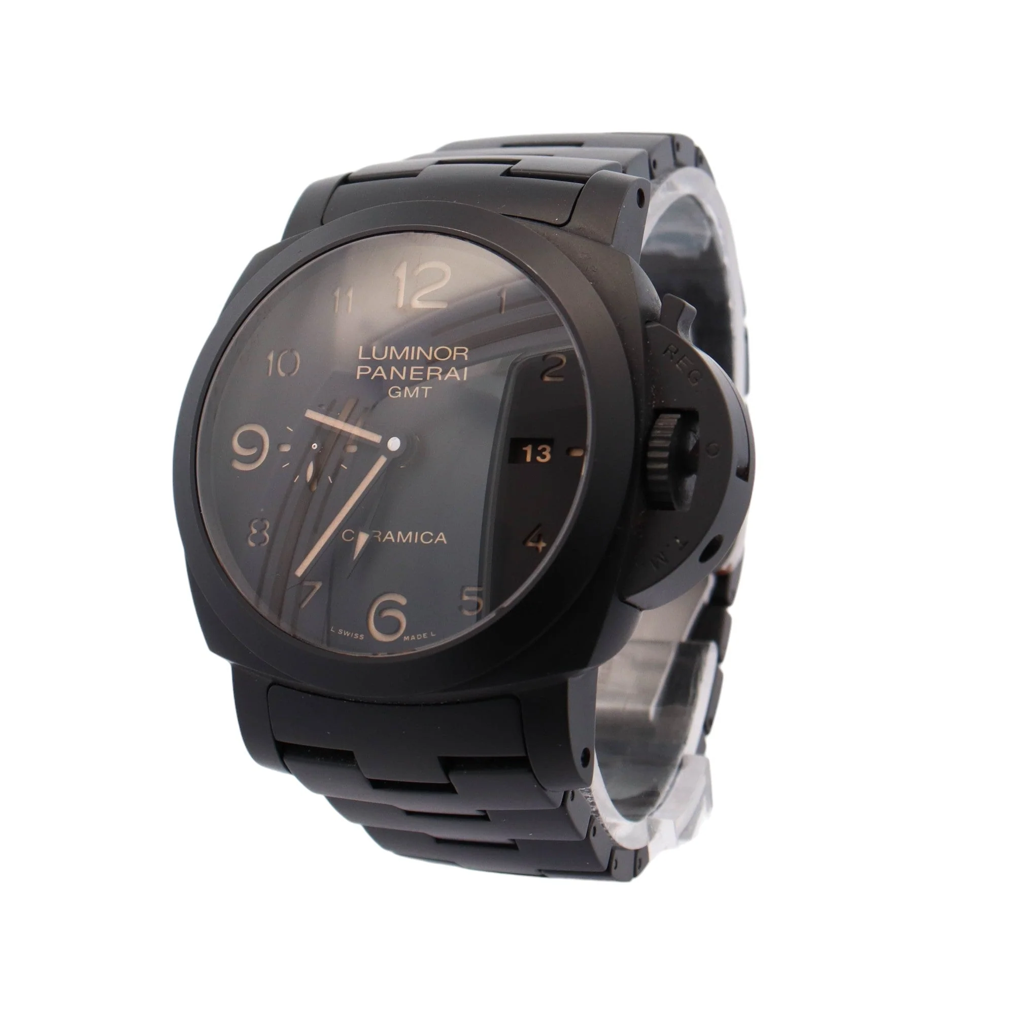 Panerai Luminor Ceramica GMT Black Ceramic 44mm Black Arabic Dial Watch Reference# PAM00438 - Image 2