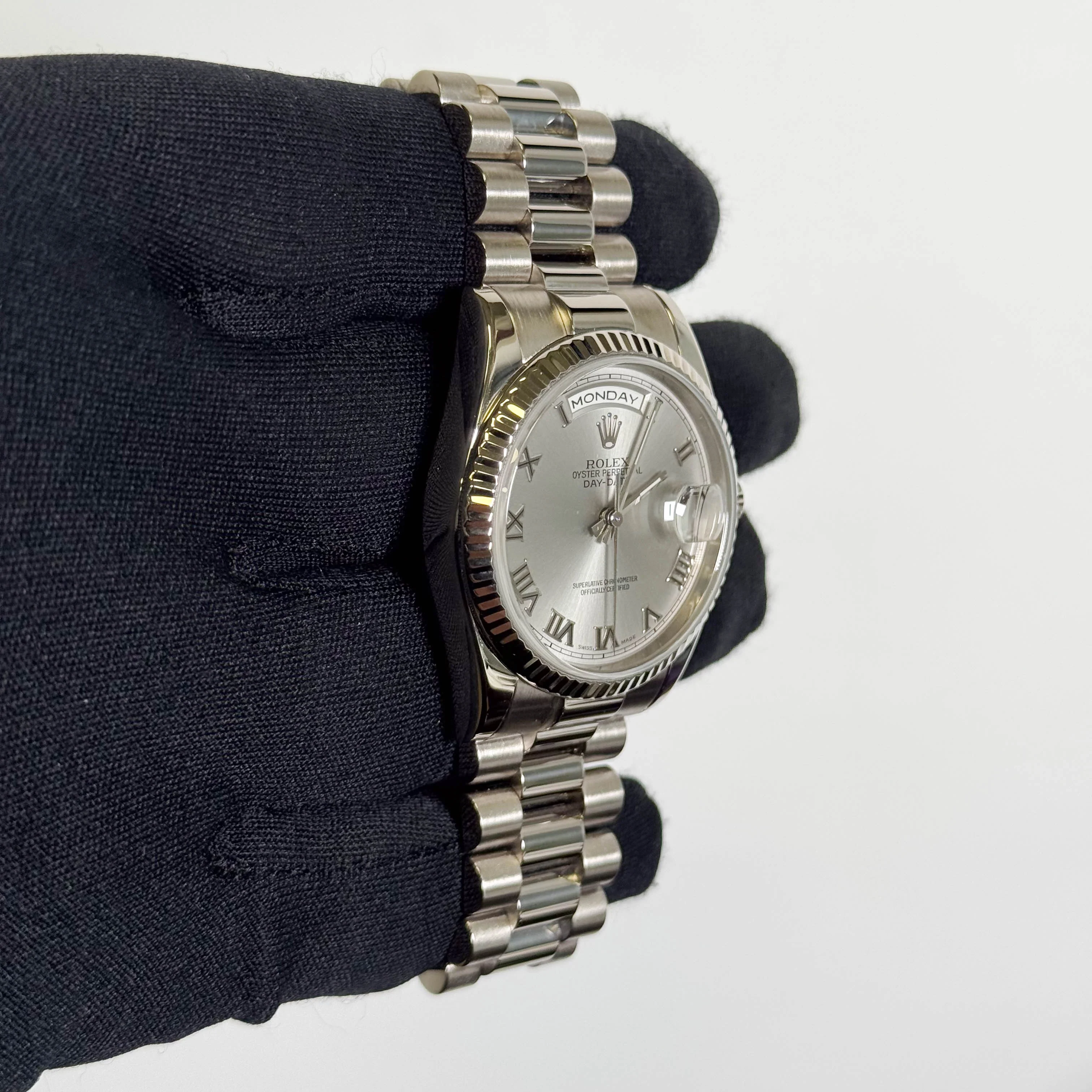 Rolex Day-Date Presidential 36mm Silver Roman Dial Watch Ref# M118239 - Image 3