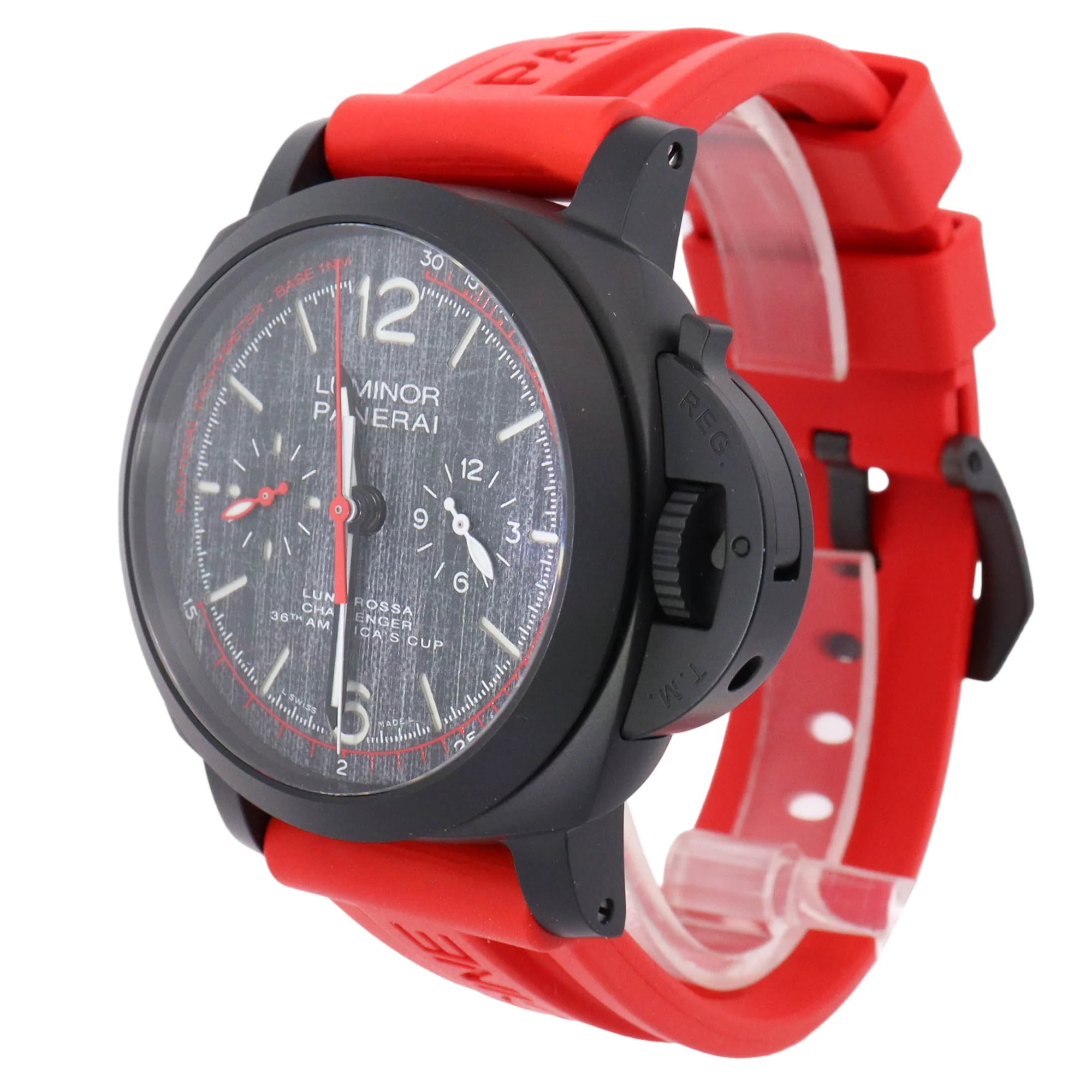 Panerai Luminor Luna Rossa 44mm Ceramic Gray Stick Dial Watch Reference# PAM01037 - Image 2