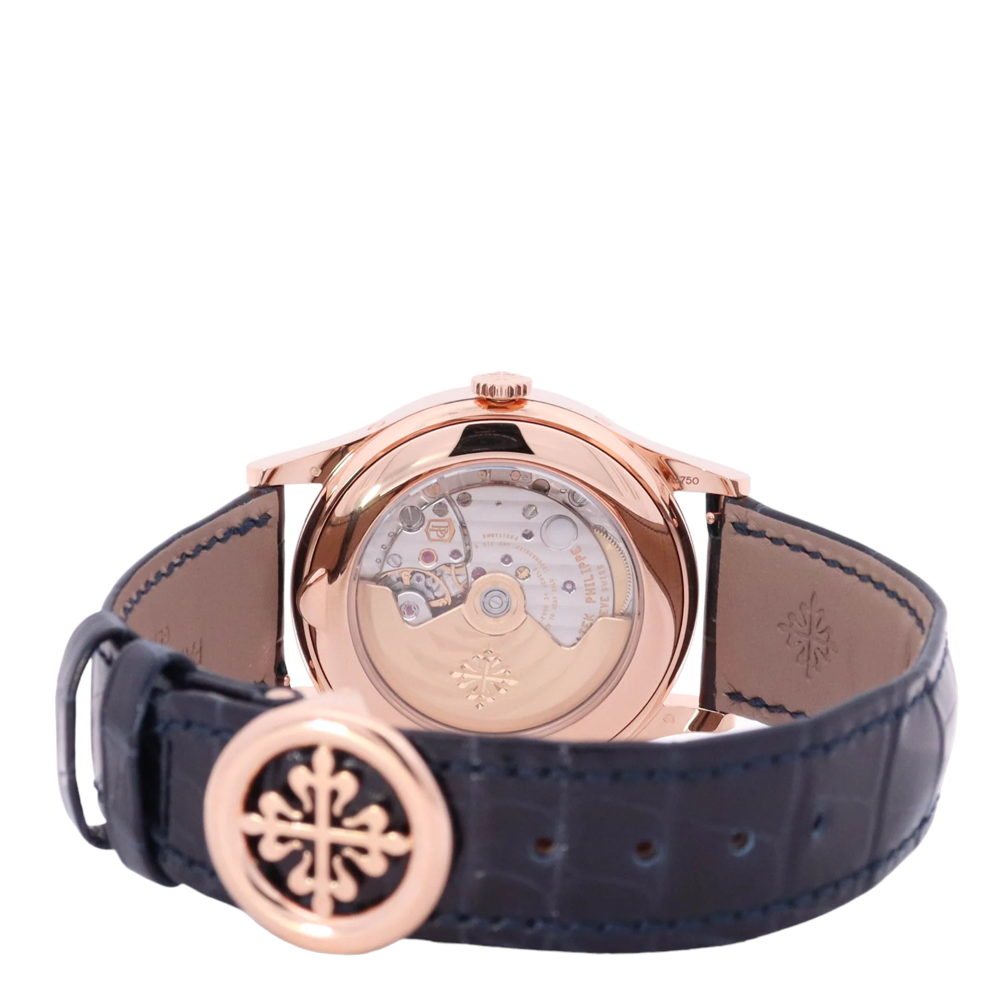 Patek Philippe Complications 38.5mm Rose Gold Blue Baguette Dial Watch Reference# 5396R-015 - Image 4