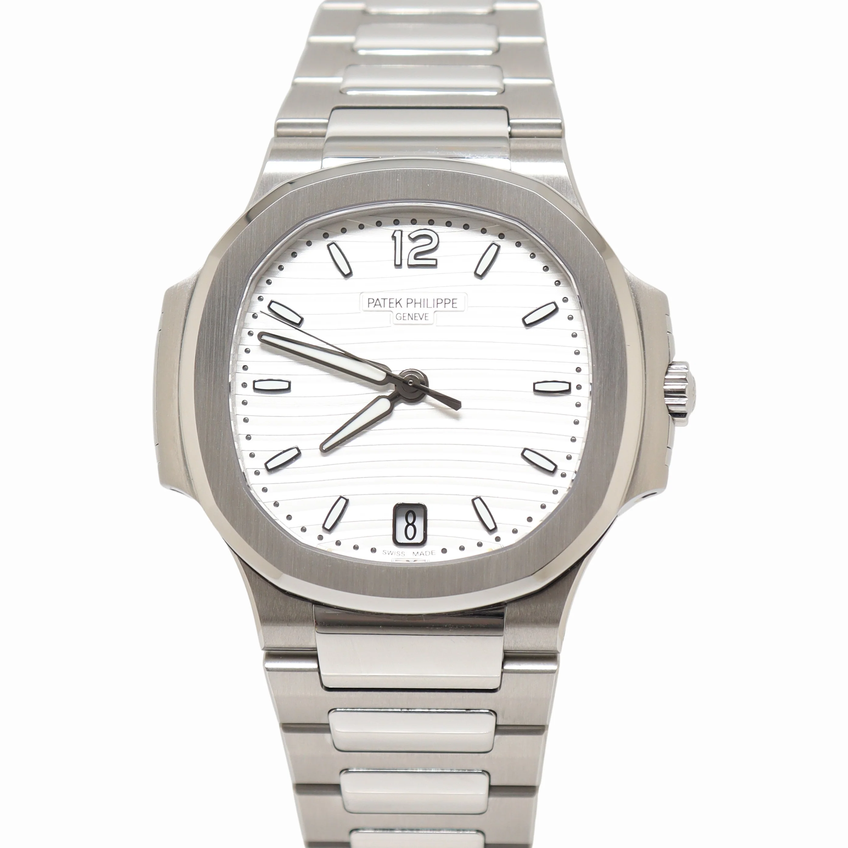 Patek Philippe Nautilus 35mm Stainless Steel Silver Stick Dial Watch Reference# 7118/1A-010