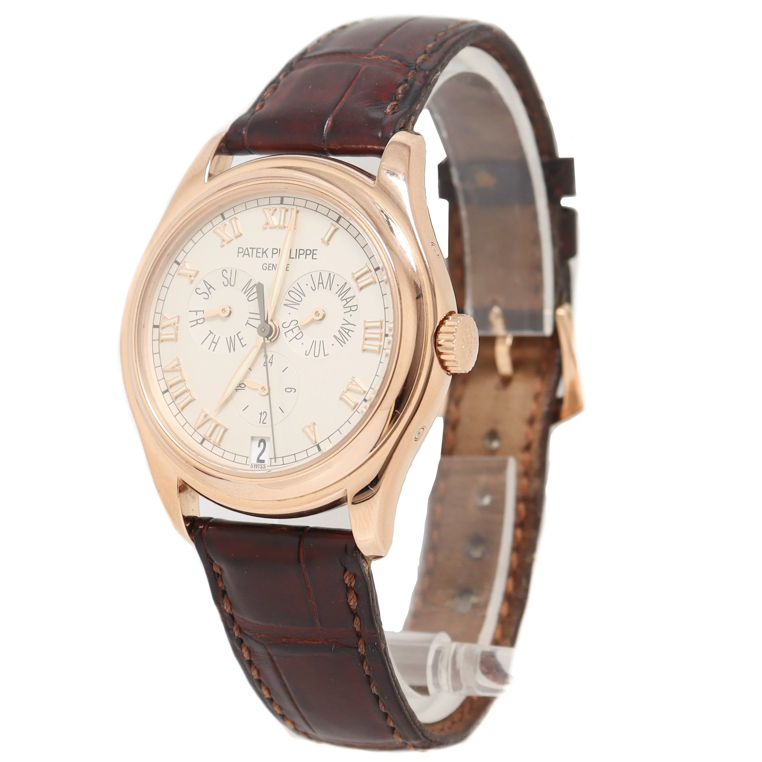 Patek Philippe Philippe Annual Calendar Rose Gold 37mm White Roman Dial Watch Reference# - Image 2