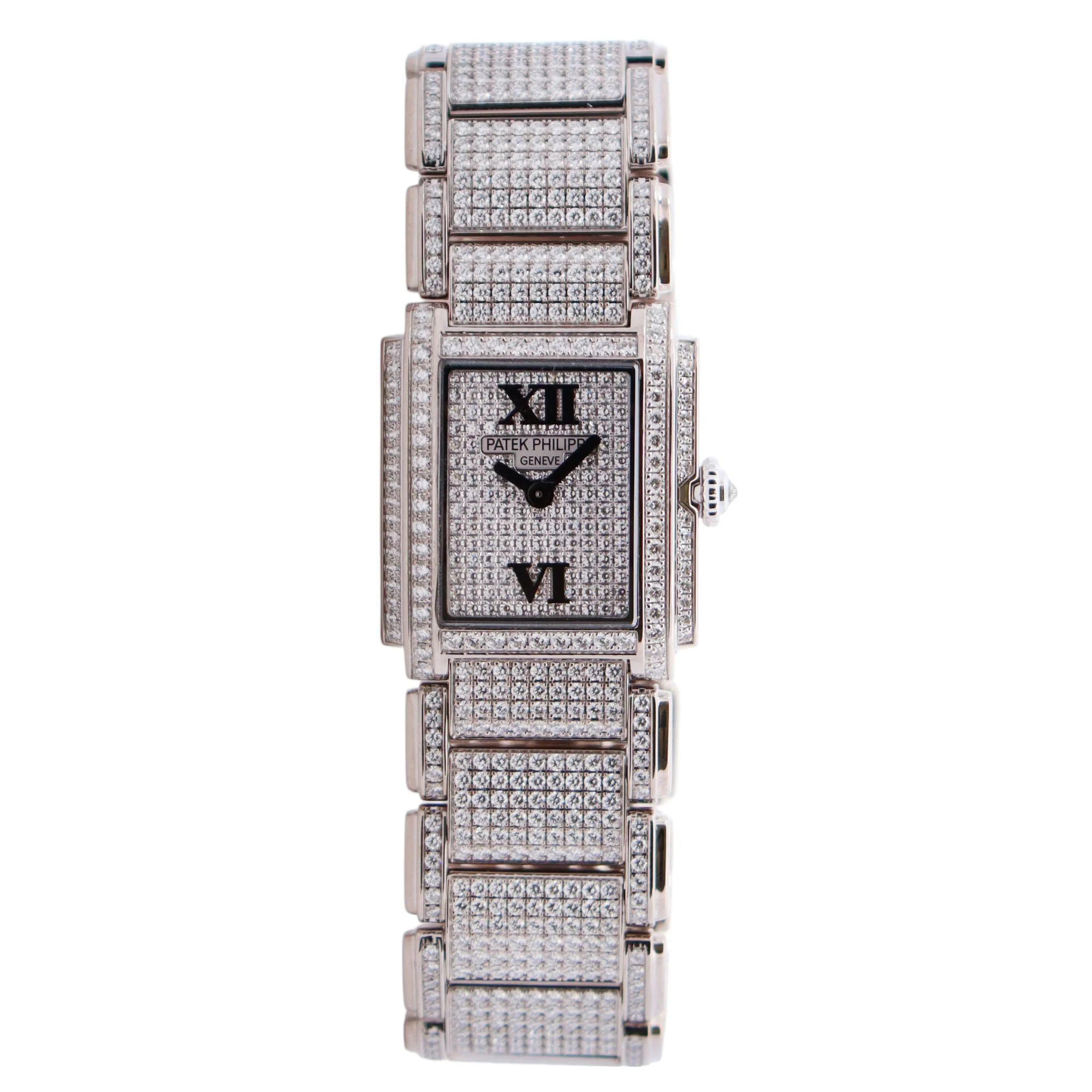 Patek Philippe Twenty-4 22mm Pave Dial Watch Ref# 4909/50G-001