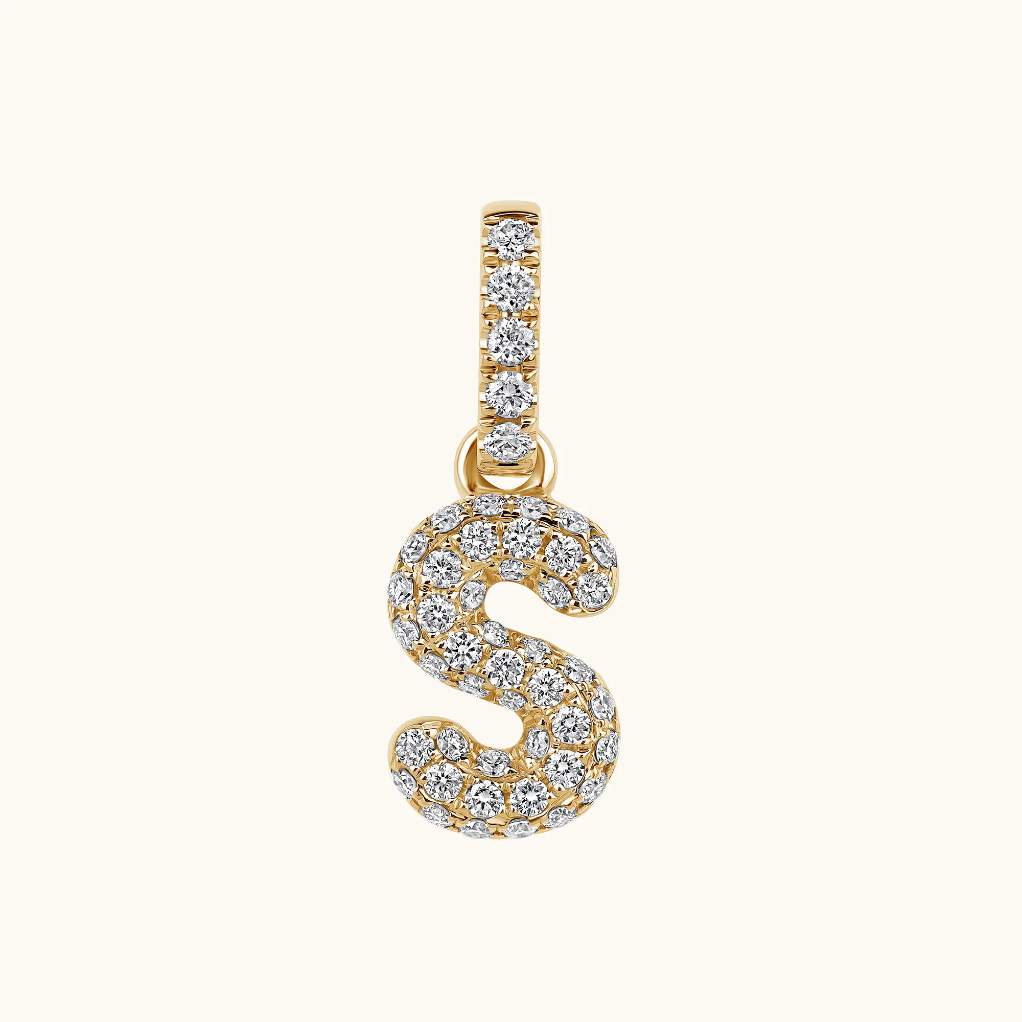 Pave Diamond Bubble Initial Pendant - Image 41